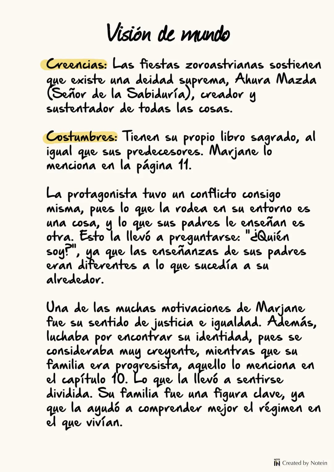 # PERSÉPOLIS Uno
IN Created by Notein # Caracterización de la protagonista
La protagonista era una niña valiente y curiosa,
aunque se dej