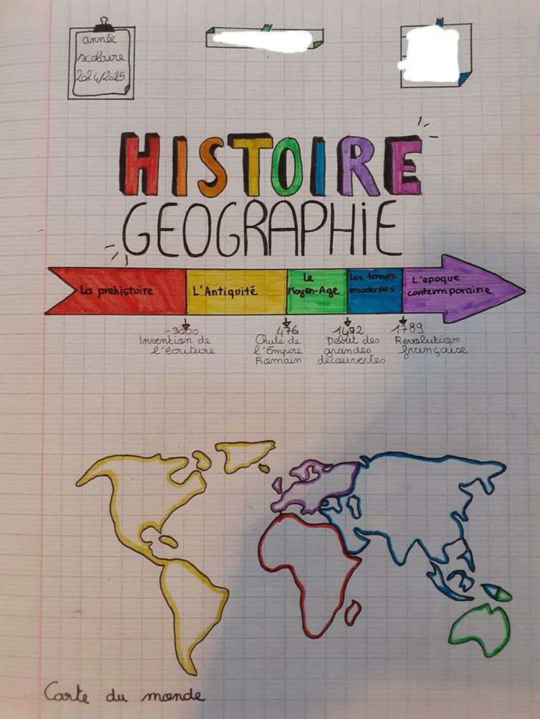 3°C
Liberté
Égalité
Fraternité
2024-2025 Nom Prénom
3°C
HISTOIRE
GEOGRAPHIE
Collège ou Lycée
2024 / 2025 # histoire
## geographie Ω
