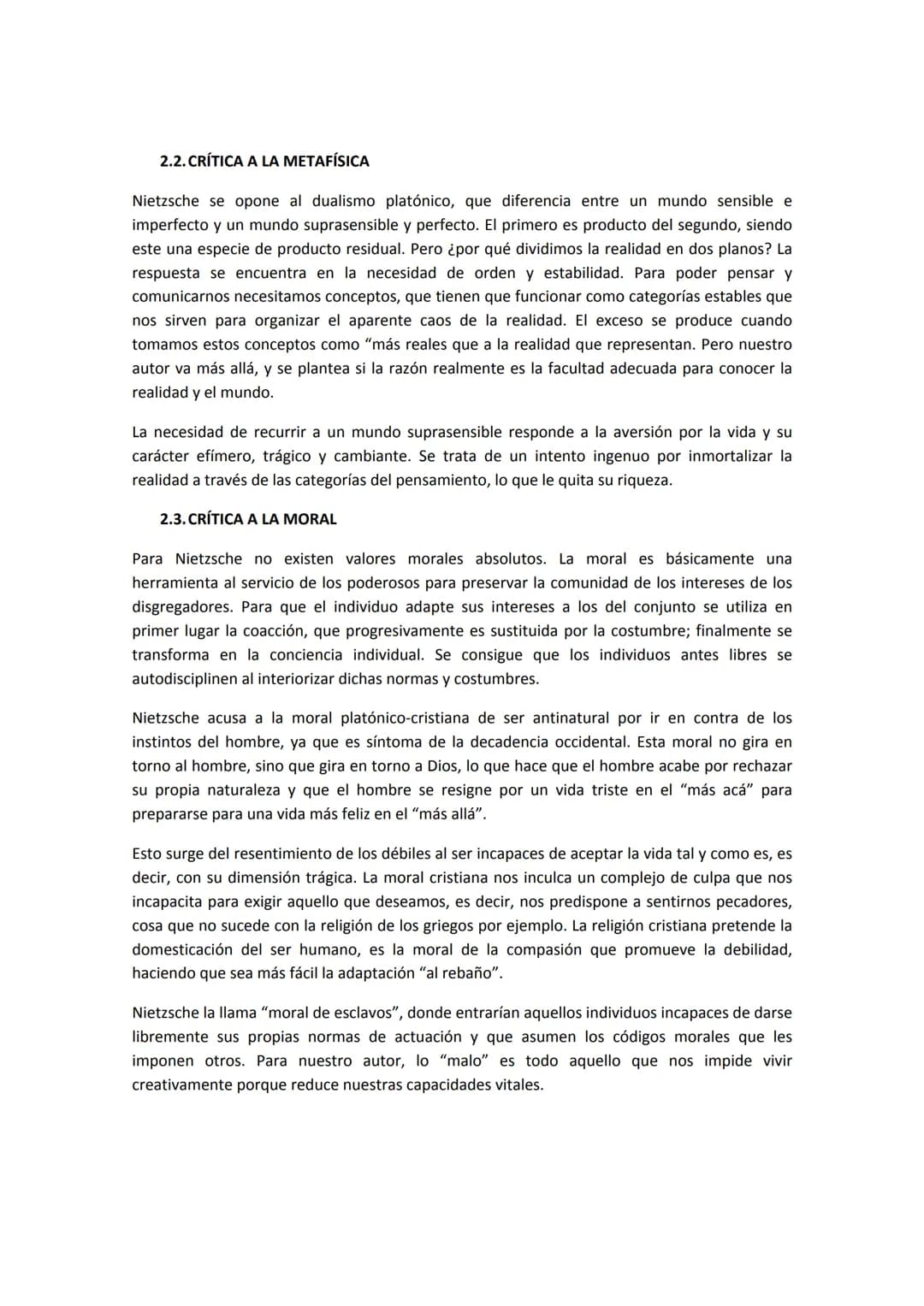 # NIETZSCHE
1. VITALISMO
Para este autor, encerramos la vida en conceptos porque la multiplicidad que nos muestra la
vida nos da miedo. Ni