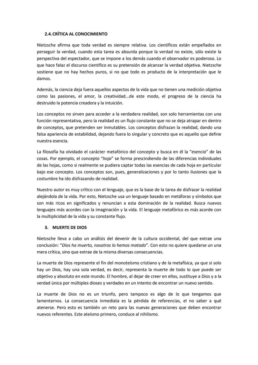 # NIETZSCHE
1. VITALISMO
Para este autor, encerramos la vida en conceptos porque la multiplicidad que nos muestra la
vida nos da miedo. Ni