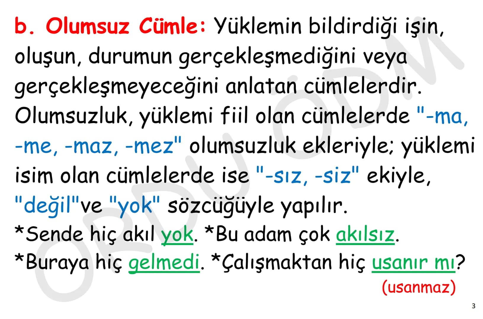 # Elanur Altıntaş
# 8. Sınıf Cümle Türleri
YGS-TÜRKÇE
# CÜMLE TÜRLERİ
## (CÜMLE ÇEŞİTLERİ)
ORDU
ÖDM # CÜMLE ÇEŞİTLERİ
Anlamlarına Gör