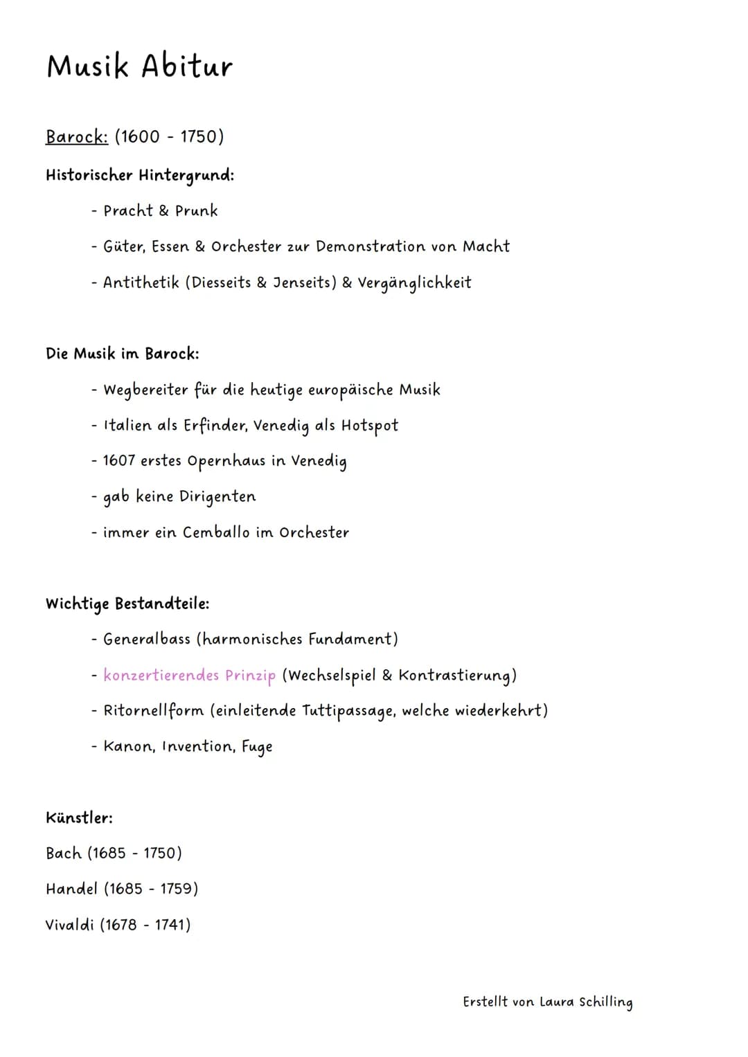 # Musik Abitur
Barock: (1600 - 1750)
Historischer Hintergrund:
- Pracht & Prunk
- Güter, Essen & Orchester zur Demonstration von Macht
- A