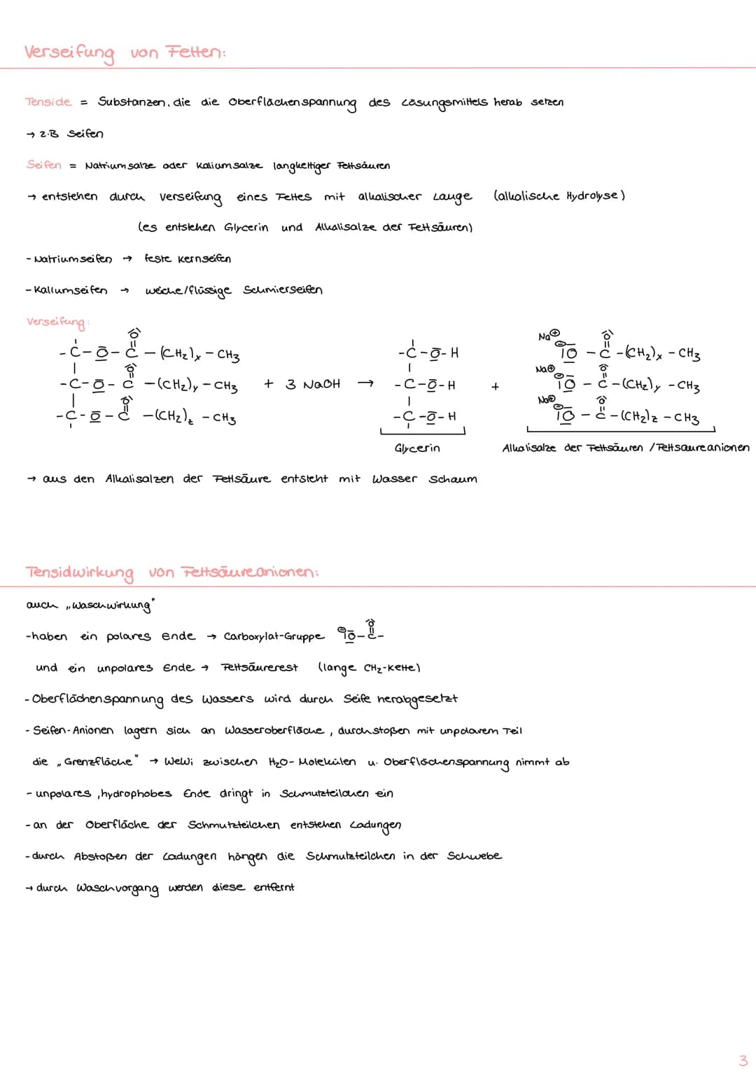 # Q2.3 Fette
Überblick über die Substanzklasse der Fette
Ester aus Glycerin (Alkohol) und Fettsäuren (Säuren); (durch kondensation)
-Fett