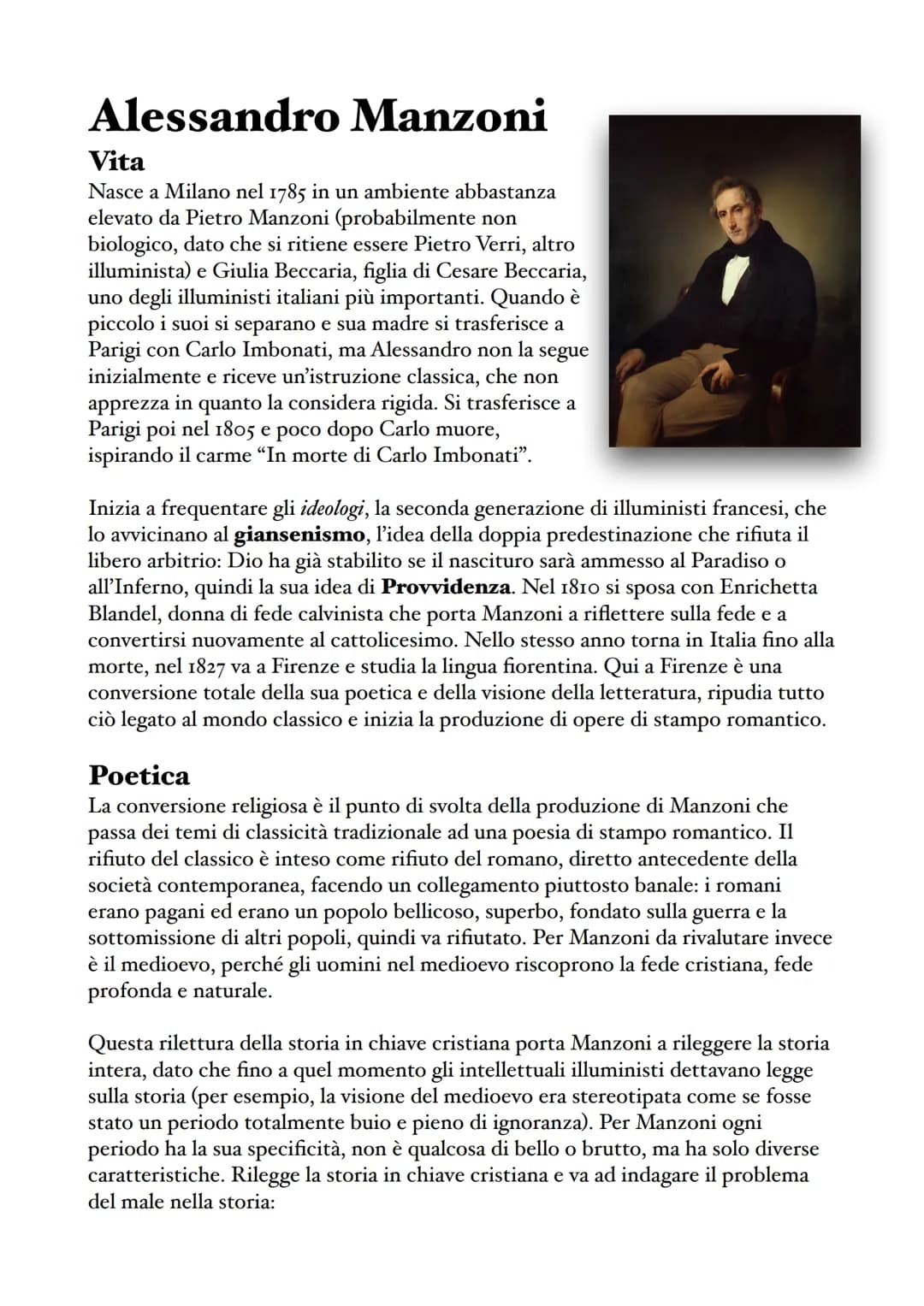 # Alessandro Manzoni
Vita
Nasce a Milano nel 1785 in un ambiente abbastanza
elevato da Pietro Manzoni (probabilmente non
biologico, dato c
