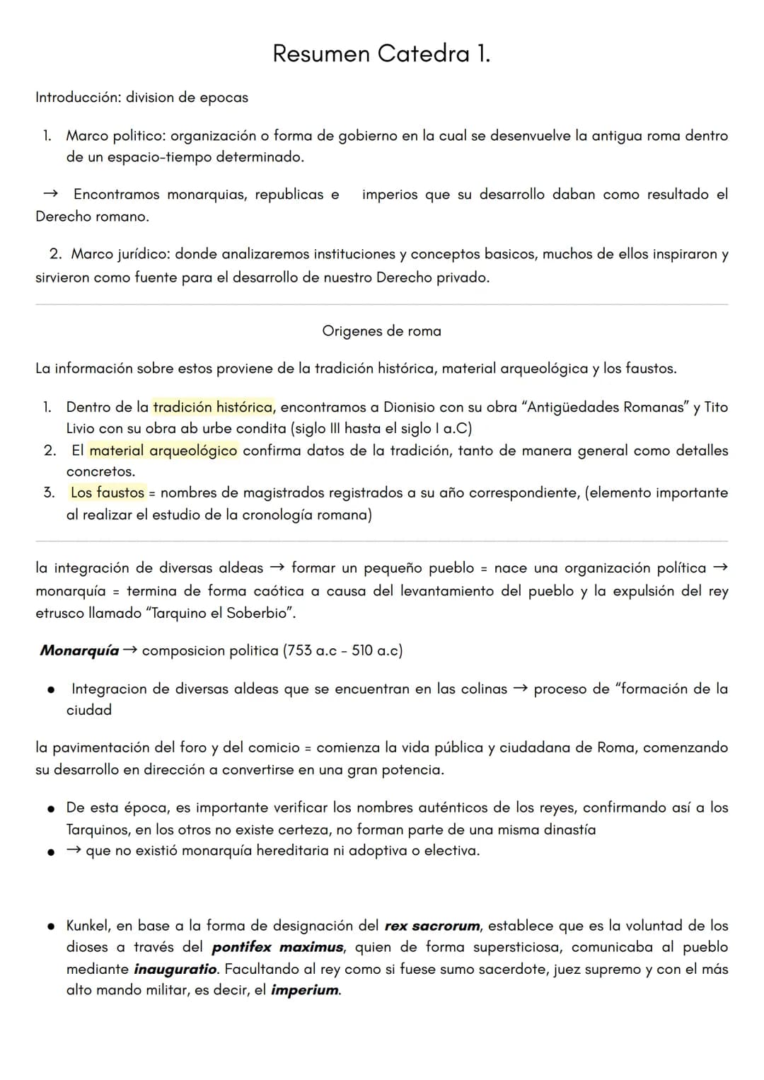 Introducción: division de epocas
Resumen Catedra 1.
1. Marco politico: organización o forma de gobierno en la cual se desenvuelve la antigua