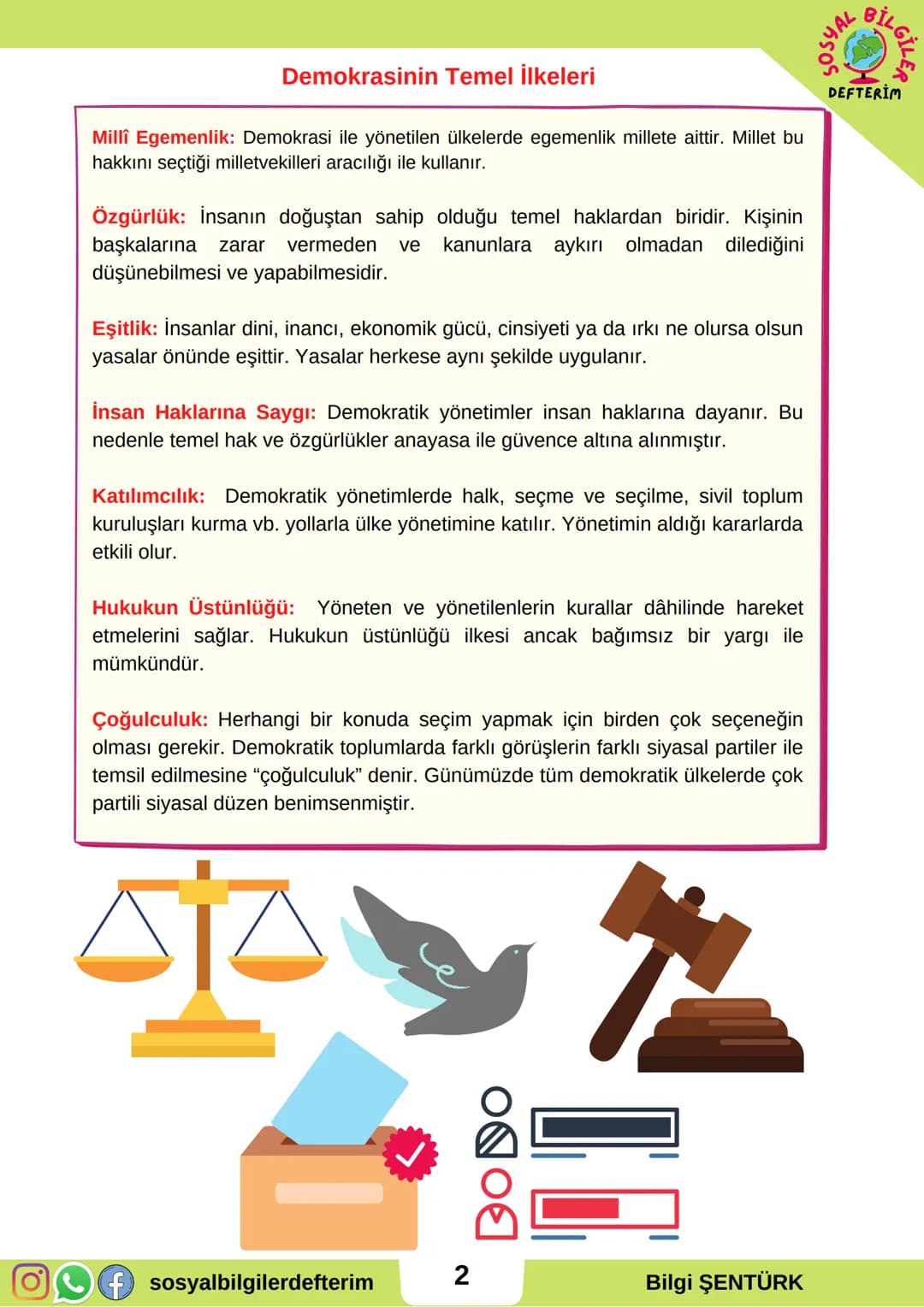 # 6.SINIF 6.ÜNİTE
SOSYAL BİLGİLER
DERS NOTU
SOSYAL BİLGİLER
DEFTERİM
BİLGİ ŞENTÜRK # GEÇMİŞTEN GÜNÜMÜZE YÖNETİM BİÇİMLERİ
Devlet, bir t