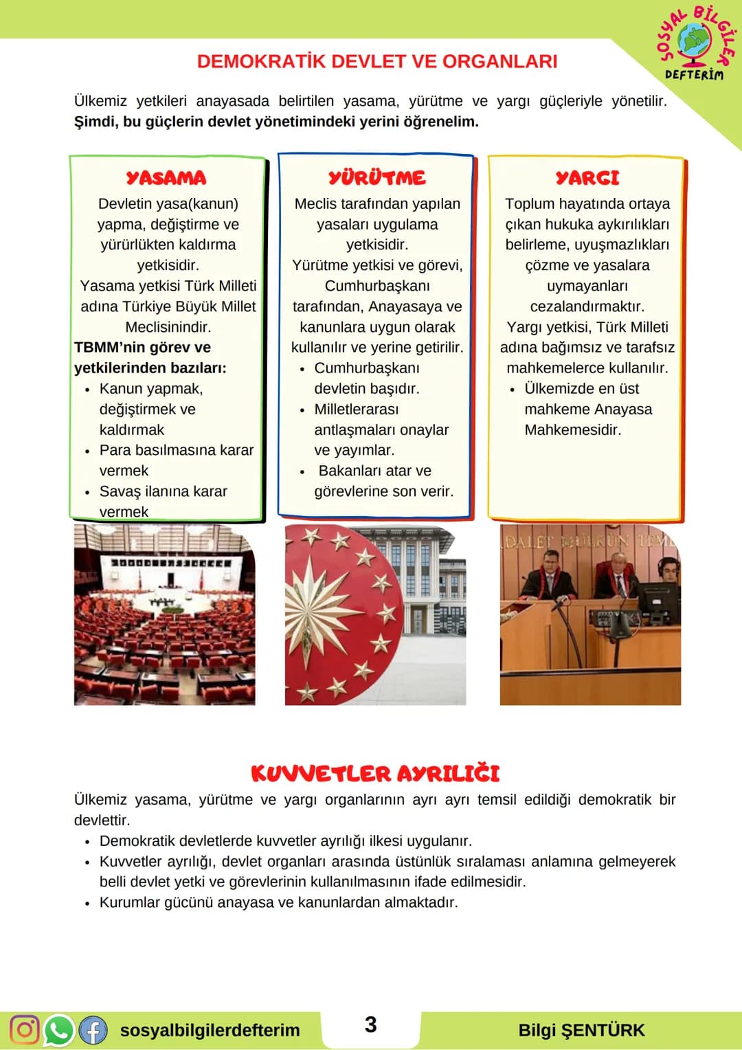 # 6.SINIF 6.ÜNİTE
SOSYAL BİLGİLER
DERS NOTU
SOSYAL BİLGİLER
DEFTERİM
BİLGİ ŞENTÜRK # GEÇMİŞTEN GÜNÜMÜZE YÖNETİM BİÇİMLERİ
Devlet, bir t