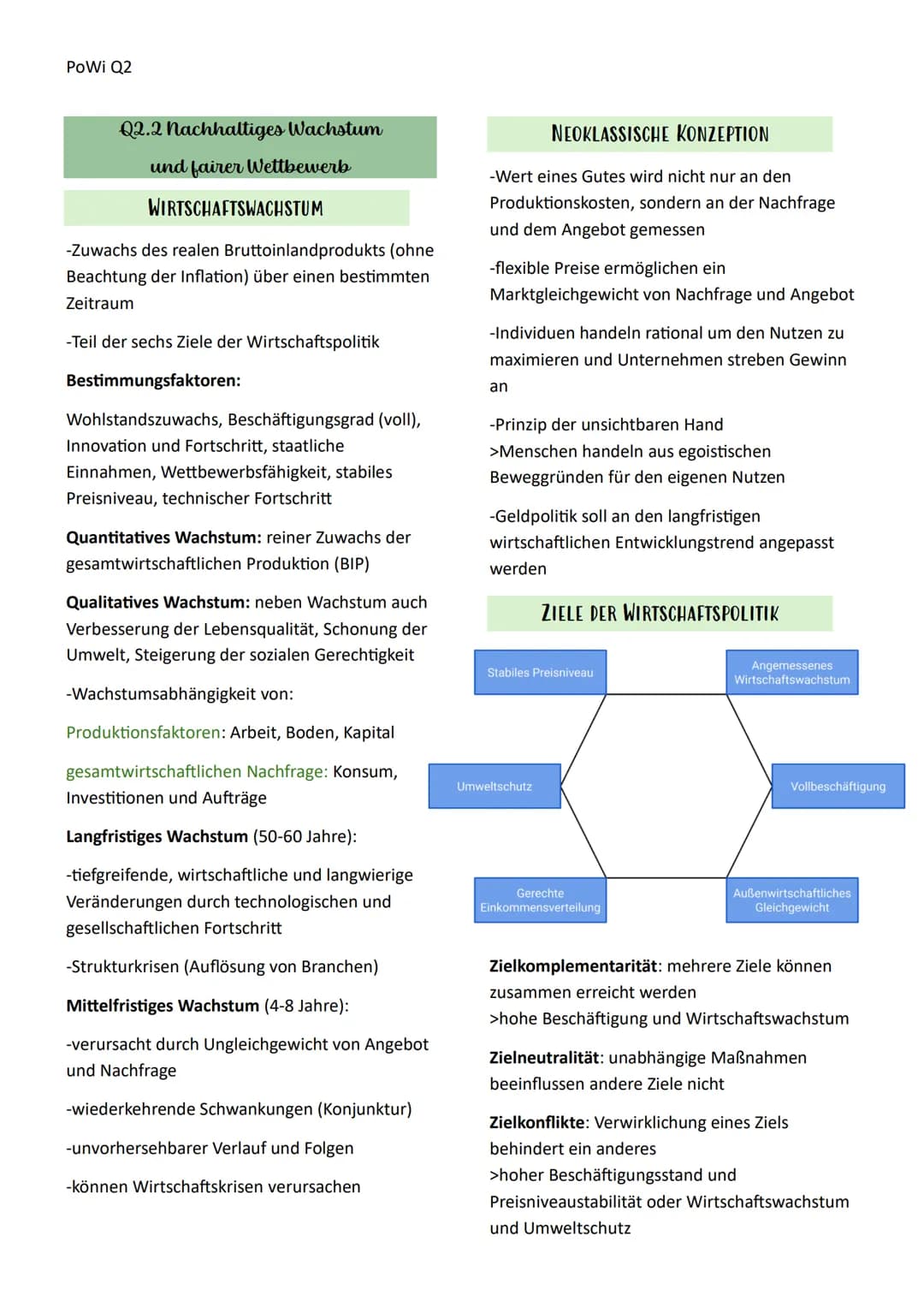 PoWi Q2
# Politik und Wirtschaft Lernzettel
Q2.1 Wirtschaftspolitik
Konjunkturanalyse/Politik
KONJUNKTURZYKLUS
Wirtschaftswachstum
Boom