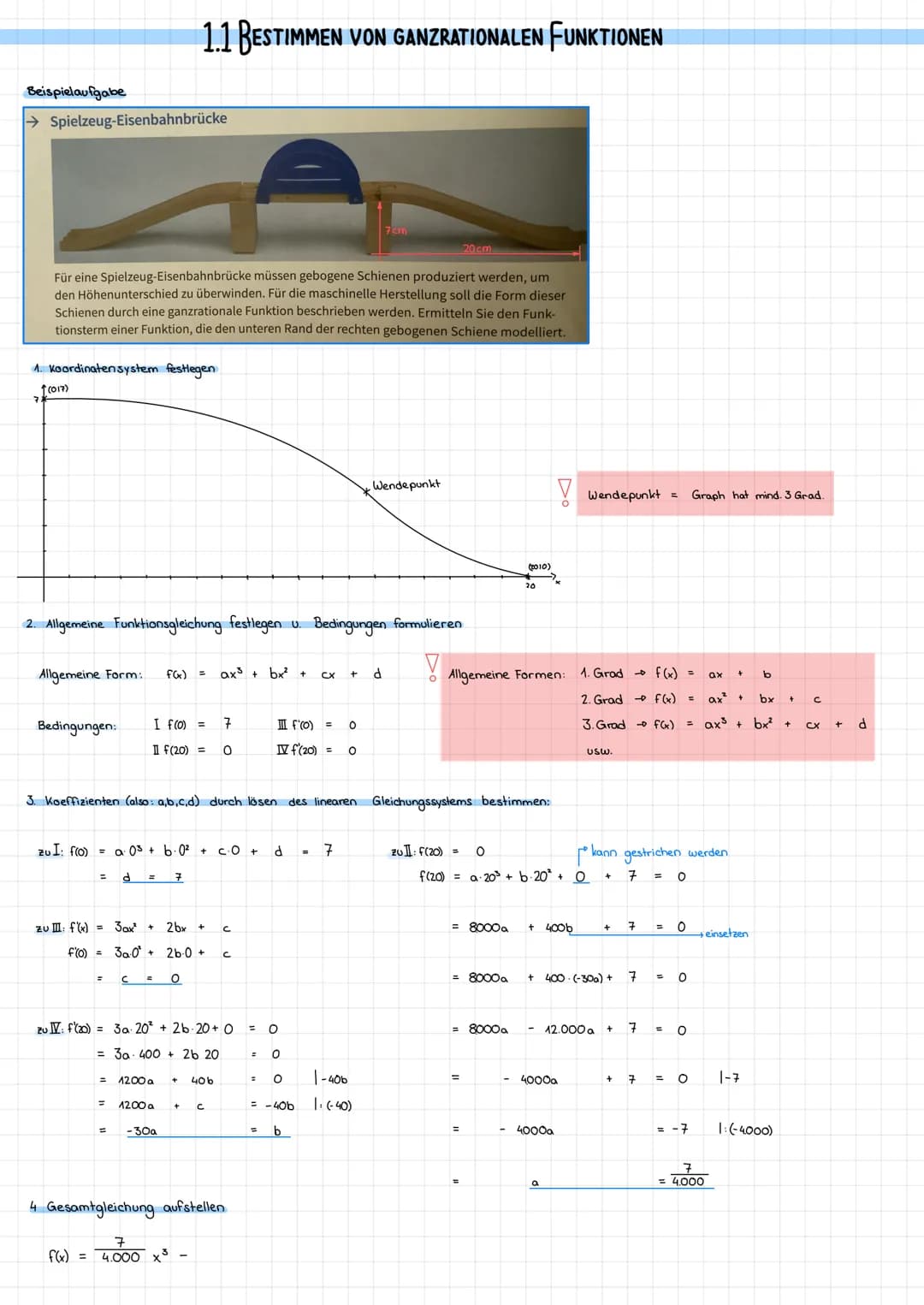 # Analysis # 1.1 BESTIMMEN VON GANZRATIONALEN FUNKTIONEN
Beispielaufgabe
→Spielzeug-Eisenbahnbrücke
20cm
Für eine Spielzeug-Eisenbahnbrü