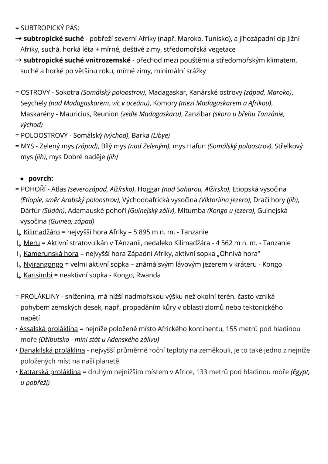 # Afrika
= Afrika leží převážně na východní polokouli - prochází jí rovník, obratník Raka i Kozoroha a
nultý poledník
= druhý největší kont
