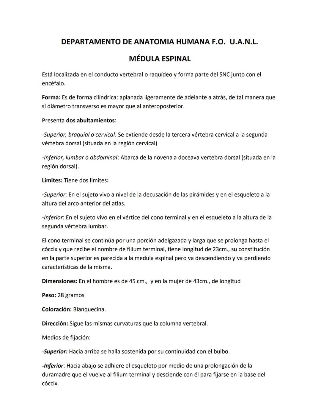 DEPARTAMENTO DE ΑΝΑΤΟΜΙA HUMANA F.O. U.A.N.L.
SISTEMA NERVIOSO CENTRAL.
Es el conjunto de elemento anatómicos encargados de regir el funci