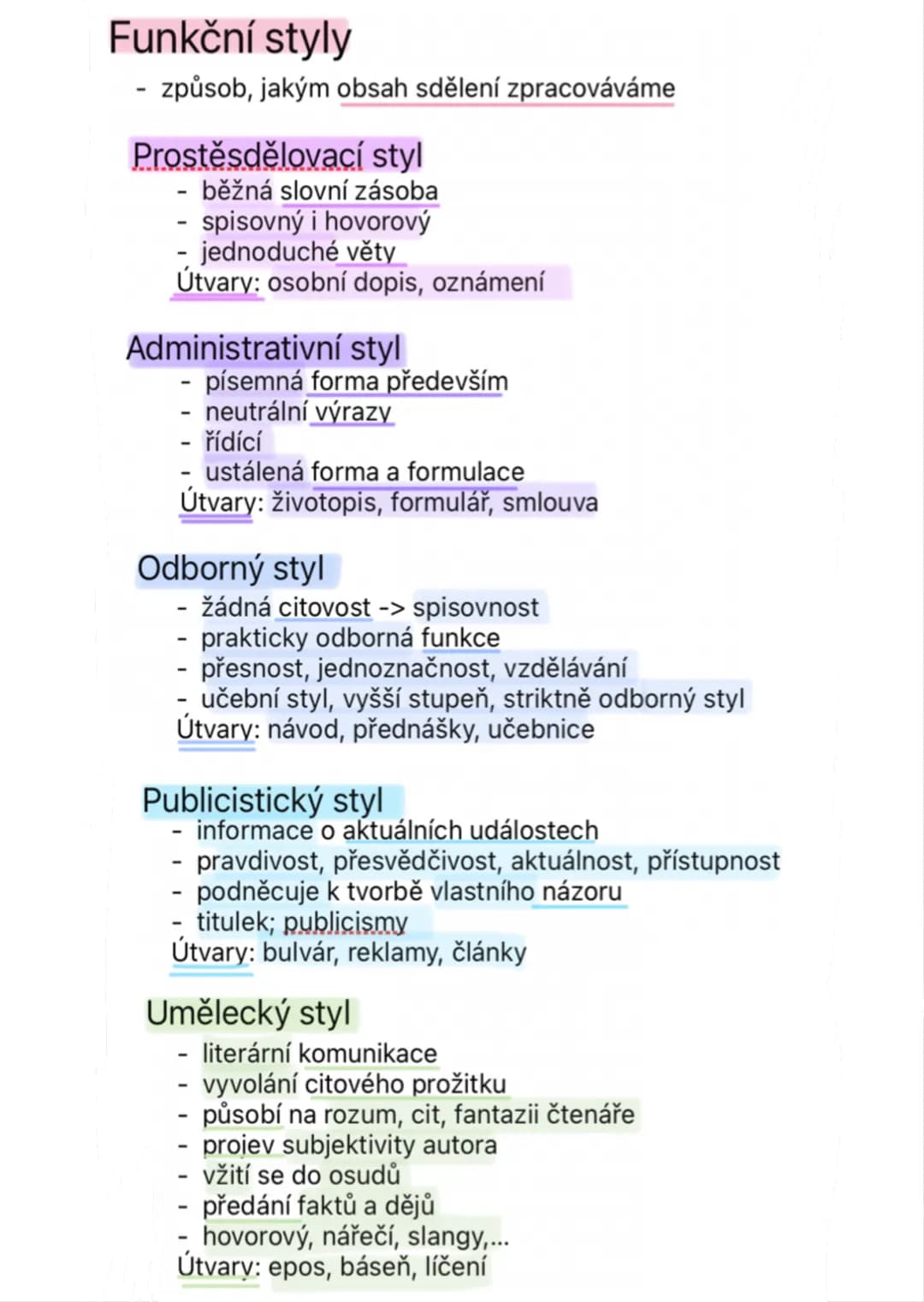 # Funkční styly
- způsob, jakým obsah sdělení zpracováváme
# Prostěsdělovací styl
- běžná slovní zásoba
- spisovný i hovorový
- jednoduché