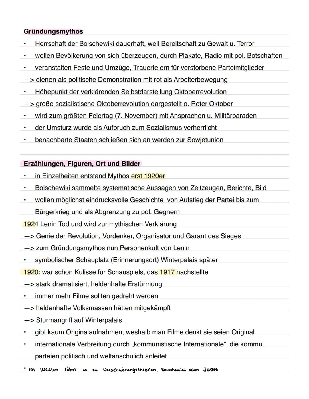 # Mythos Oktoberrevolution
S. 464
Oktober Umsturz:
* gewaltsame Machtwechsel in Russland 1917 der zur Errichtung einer Räterepublik
*