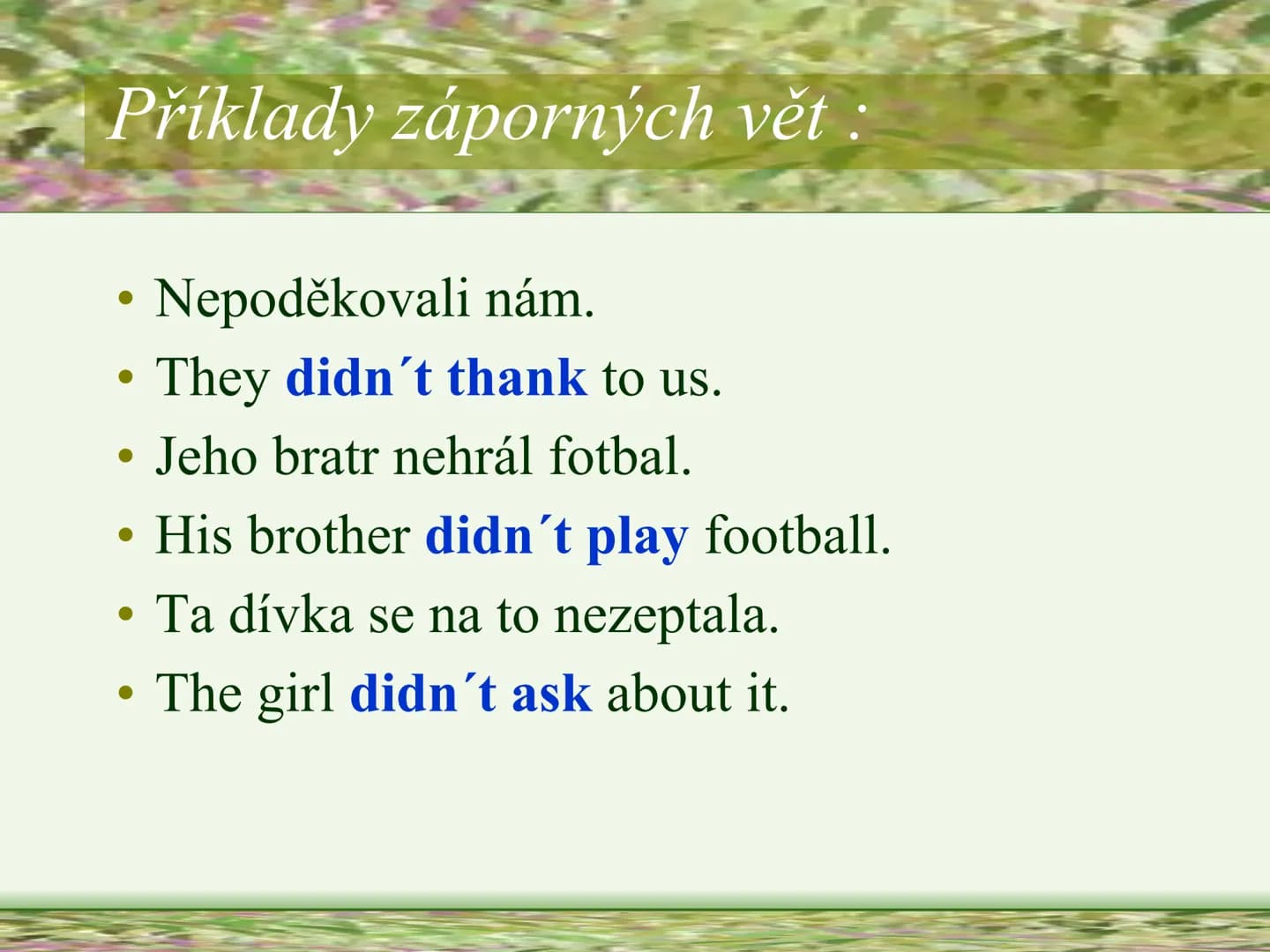 PAST SIMPLE
OF REGULAR VERBS
SOU HORŠOVSKÝ
a
1945
YN
MINULÝ ČAS PROSTÝ
PRAVIDELNÝCH SLOVES
Vypracovala: Mgr. Silvie Reitharová
esf # TVOŘENÍ