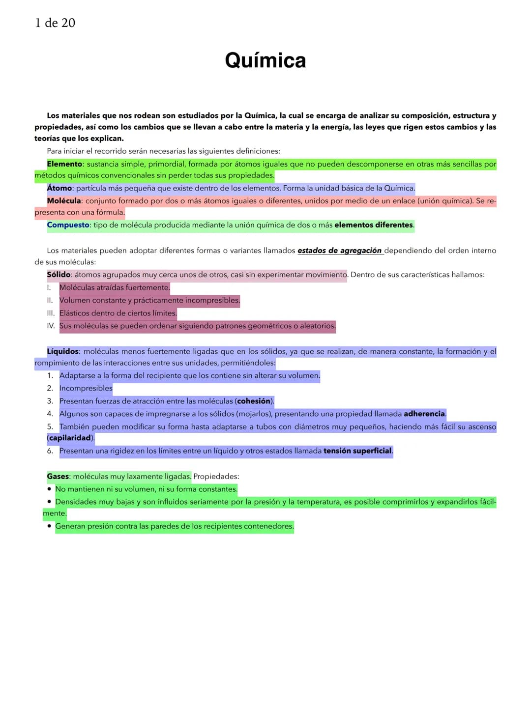 1 de 20
# Química
Los materiales que nos rodean son estudiados por la Química, la cual se encarga de analizar su composición, estructura y