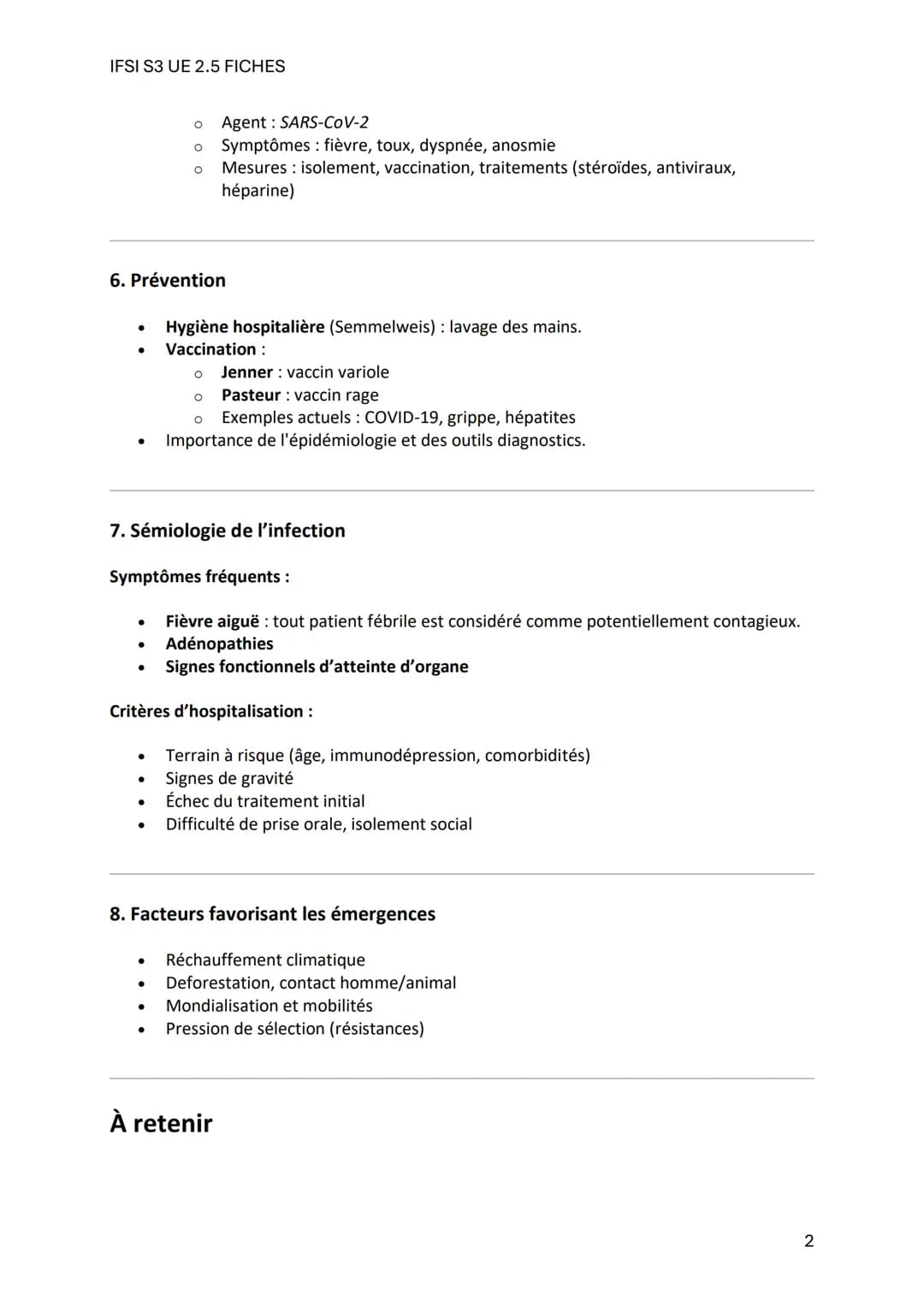 IFSI S3 UE 2.5 FICHES
Fiche de Révision - UE 2.5 S3: Maladies Infectieuses
1. Définitions clés
- Santé: Bien-être physique, mental et social