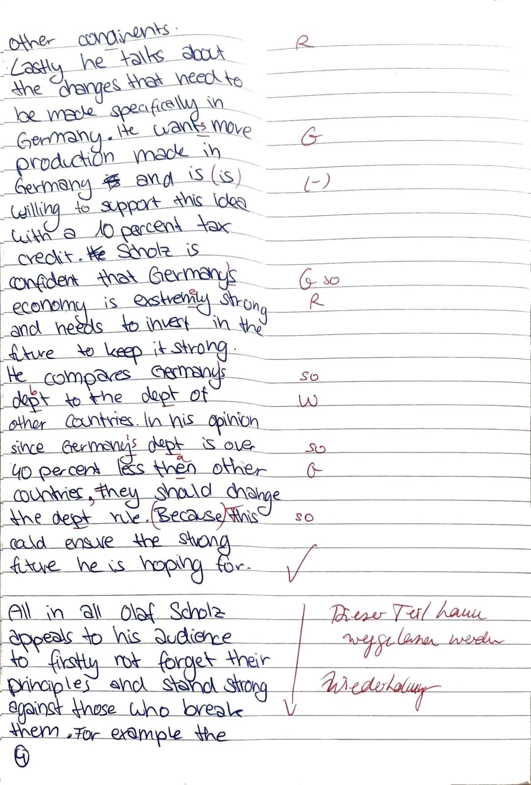 Englishexam
Lea Witzig
17.03.20
Kruse
1)
G R In Olaf Scholz' Speech at
world
I had at the Economic Forum
R in Davos on the 21st
January 2025