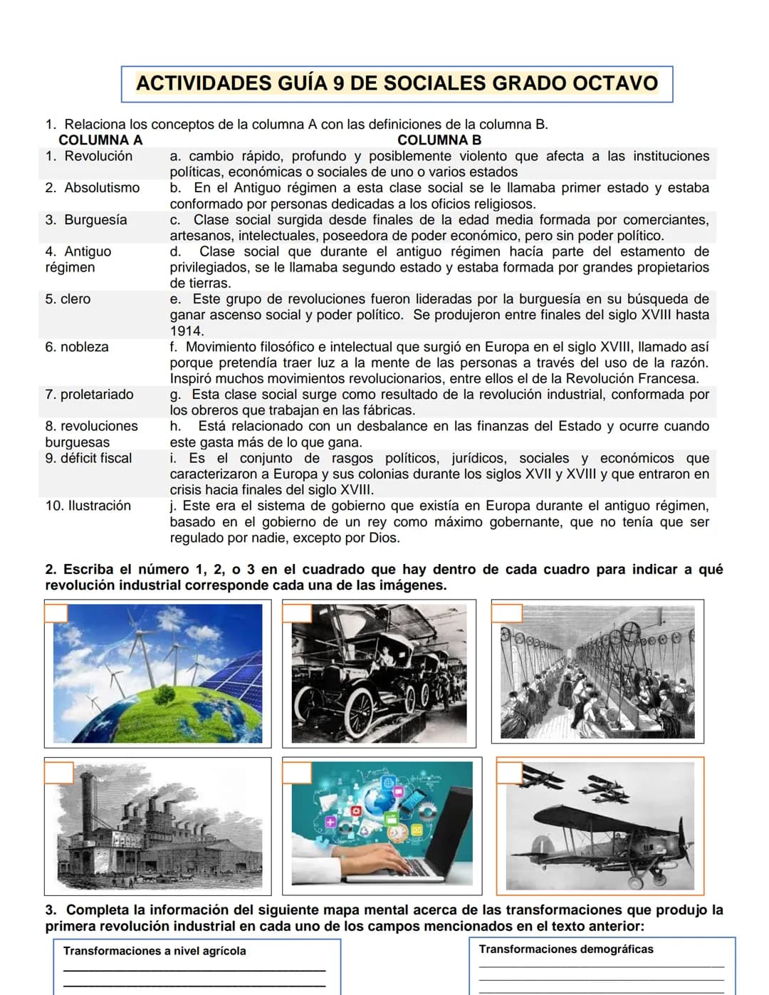 INDICADOR
CIENCIAS SOCIALES 8°. OCTAVO-GUÍA 9
ES DE DESEMPEÑO
1. Reconoce elementos conceptuales que permiten comprender los procesos histór