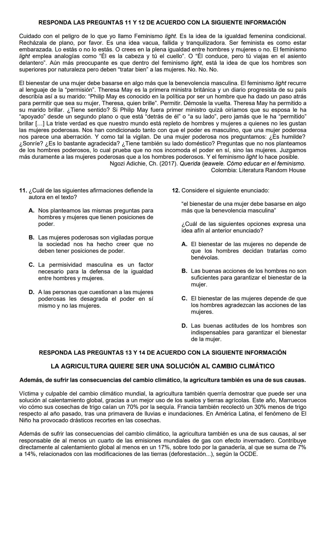 LECTURA CRÍTICA 2022-1
RESPONDA LAS PREGUNTAS 1 A 5 DE
ACUERDO CON LA SIGUIENTE INFORMACIÓN
MUERTOS DE HAMBRE
Me hacen falta muchas cosas pe