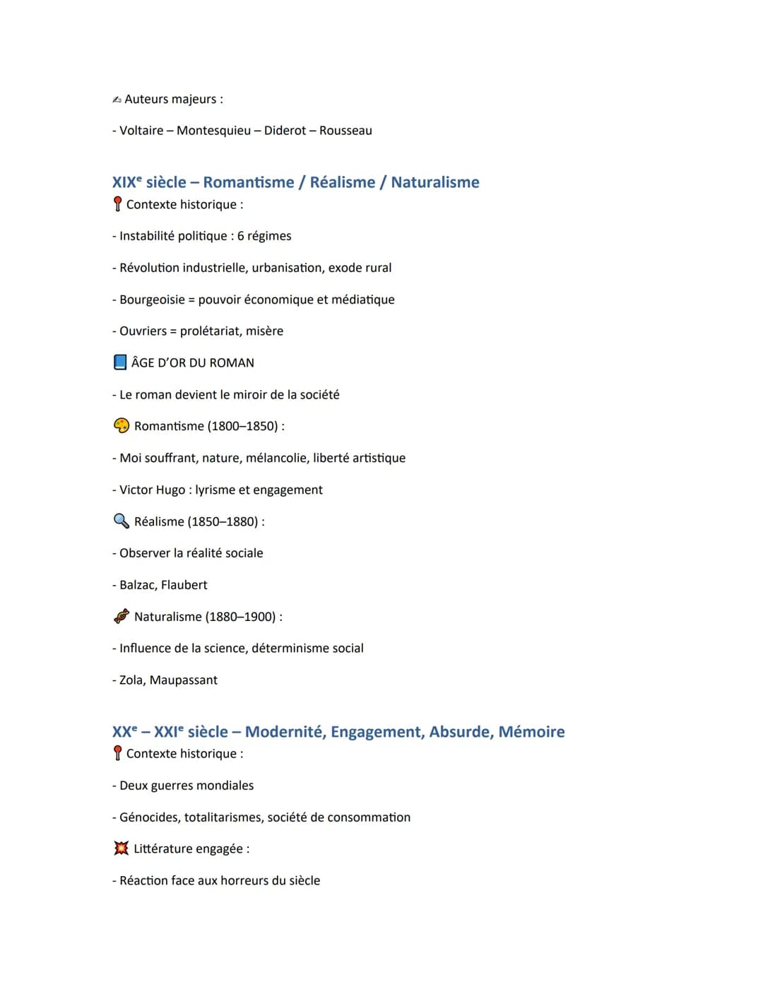 FICHE BAC - Contexte littéraire du XVIe
au XXIe siècle
XVIe siècle - Humanisme & Renaissance
Contexte historique :
- Découverte du Nouveau M