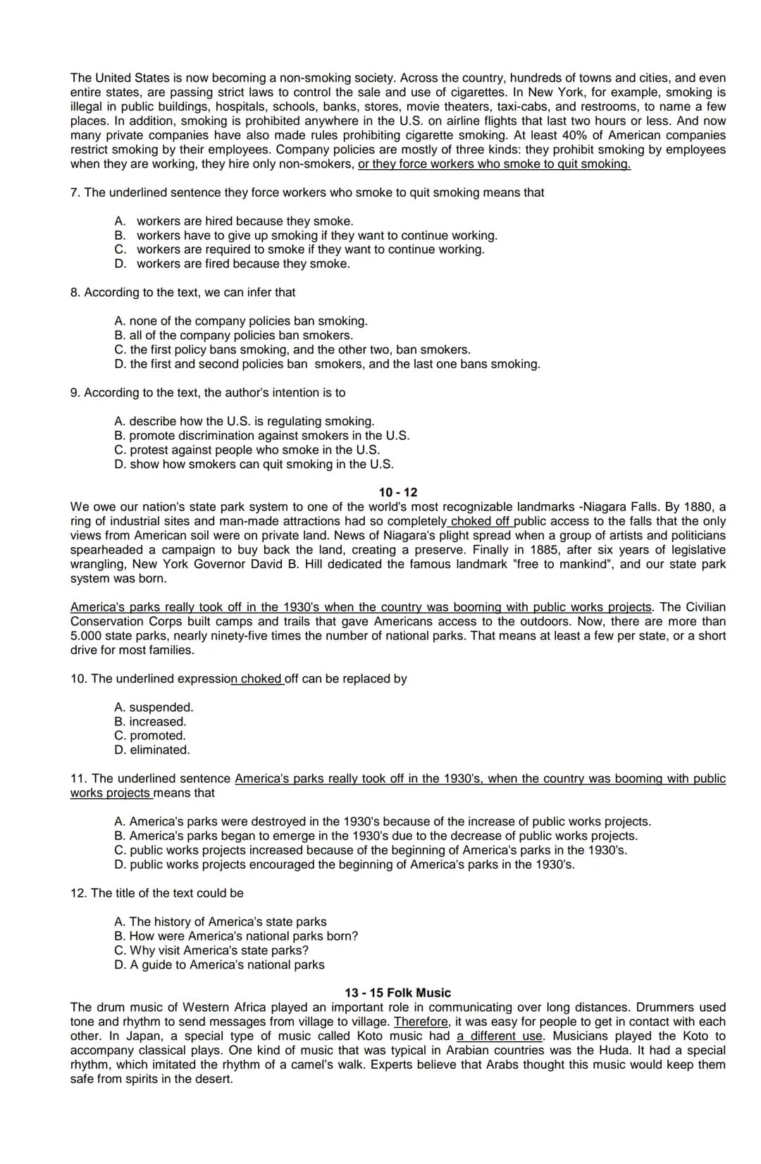 Examen de Estado
Banco de preguntas de ingles
La prueba de ingles se encuentra organizada en los siguientes grupos de preguntas:
• Construc