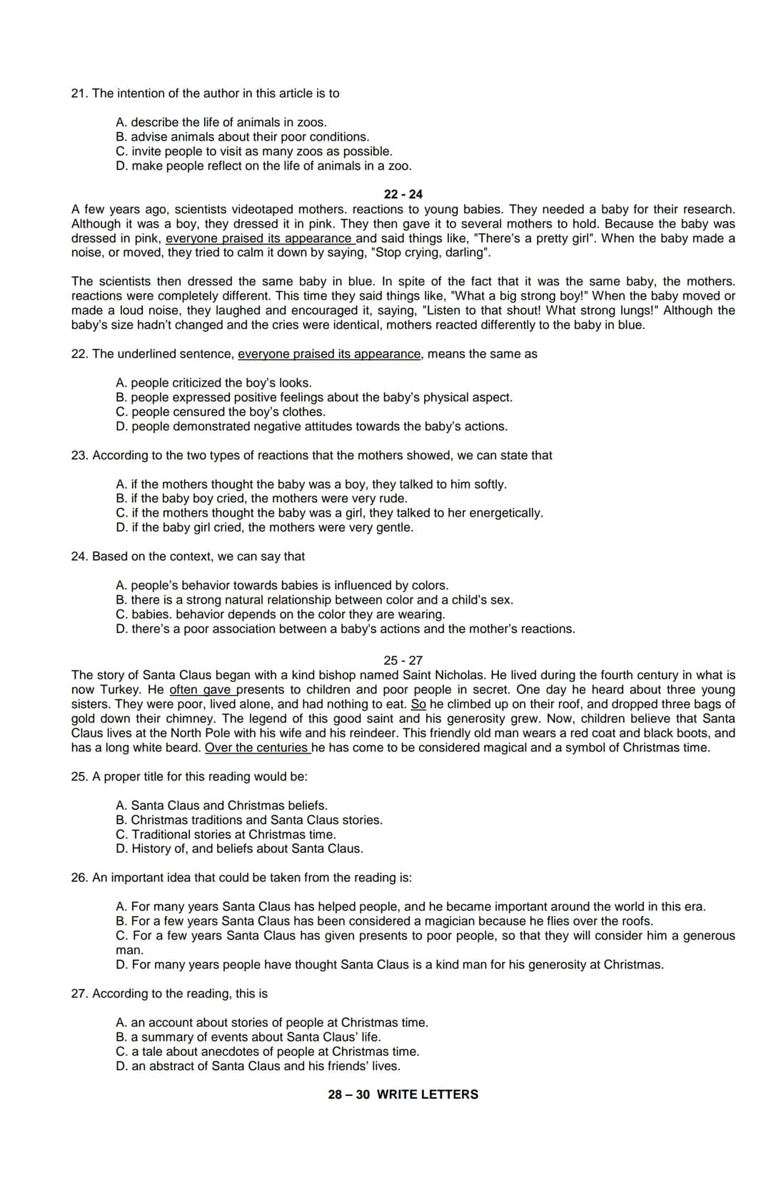 Examen de Estado
Banco de preguntas de ingles
La prueba de ingles se encuentra organizada en los siguientes grupos de preguntas:
• Construc