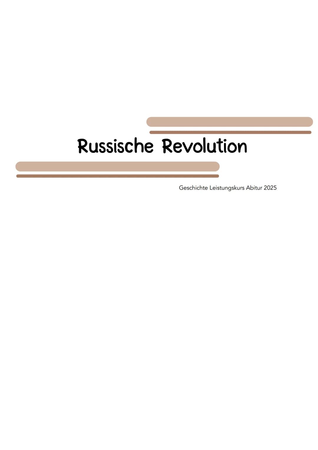 # Russische Revolution
Geschichte Leistungskurs Abitur 2025 ## Politisches System
Russische Revolution
Ausgangslage Zarenherrschaft/System