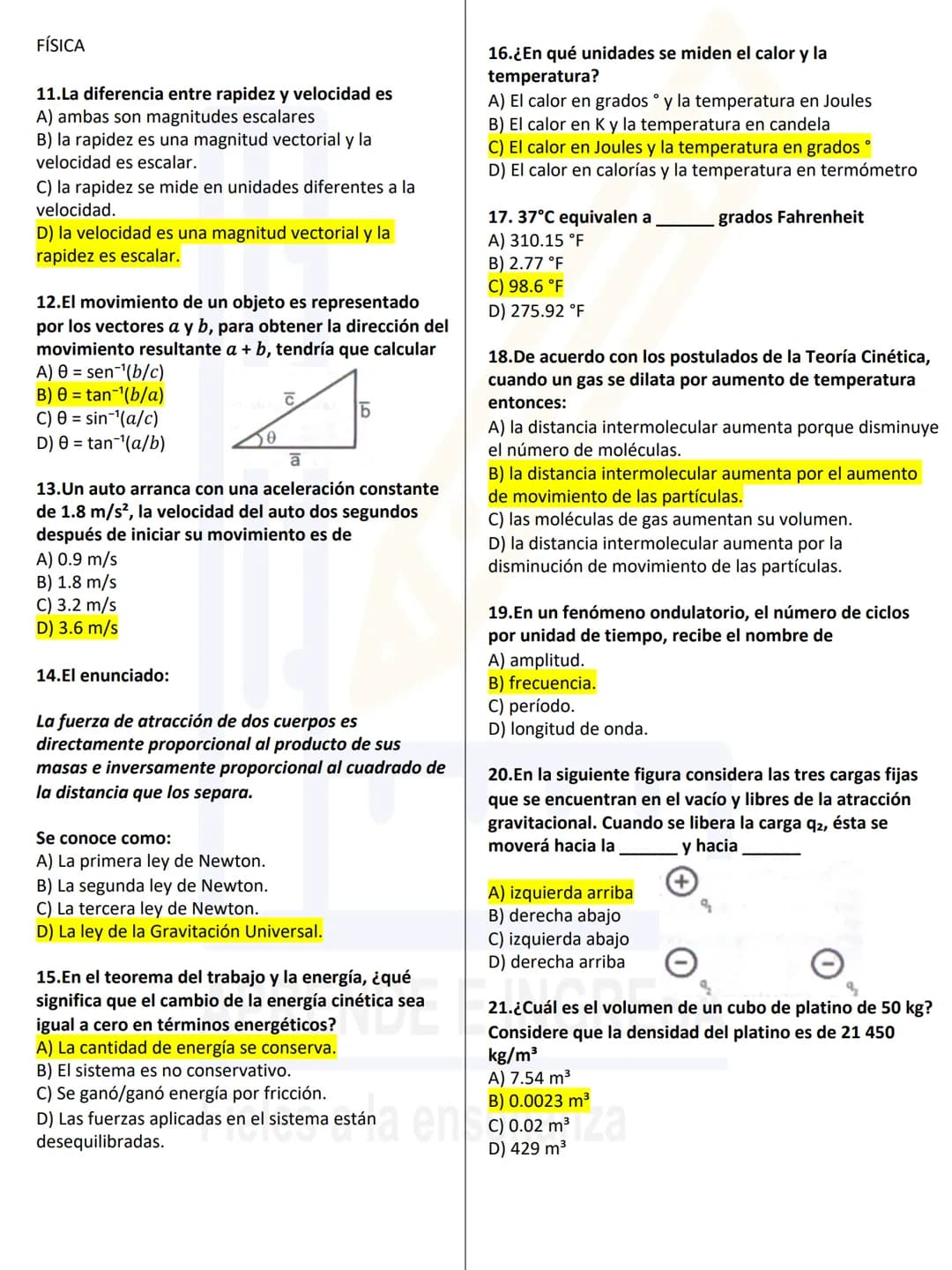 # QUÍMICA
1. Son ejemplos de compuestos:
A) Radio, litio, cloro, y oro
B) Malteada, lechuga, azúcar y potasio
C) Vinagre y aceite, cera, ag