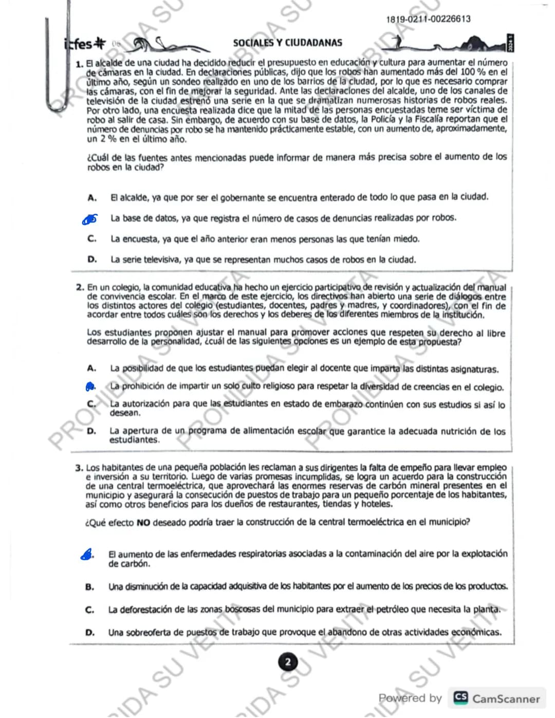 !
DISCLAIMER:
USO RESPONSABLE DE LAS PRUEBAS DEL ICFES
No utilices las pruebas anteriores para memorizar
preguntas. EI ICFES repite solo un