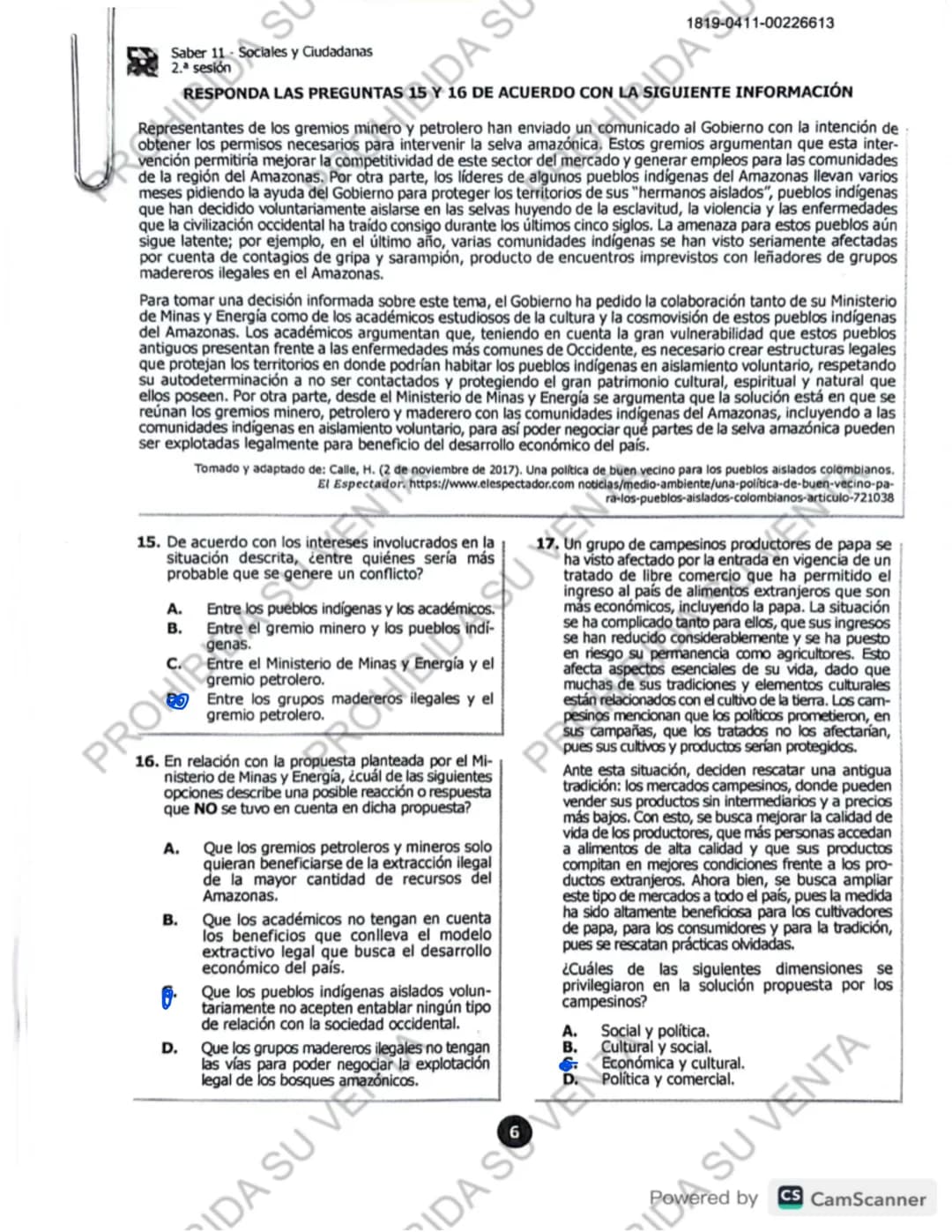 !
DISCLAIMER:
USO RESPONSABLE DE LAS PRUEBAS DEL ICFES
No utilices las pruebas anteriores para memorizar
preguntas. EI ICFES repite solo un