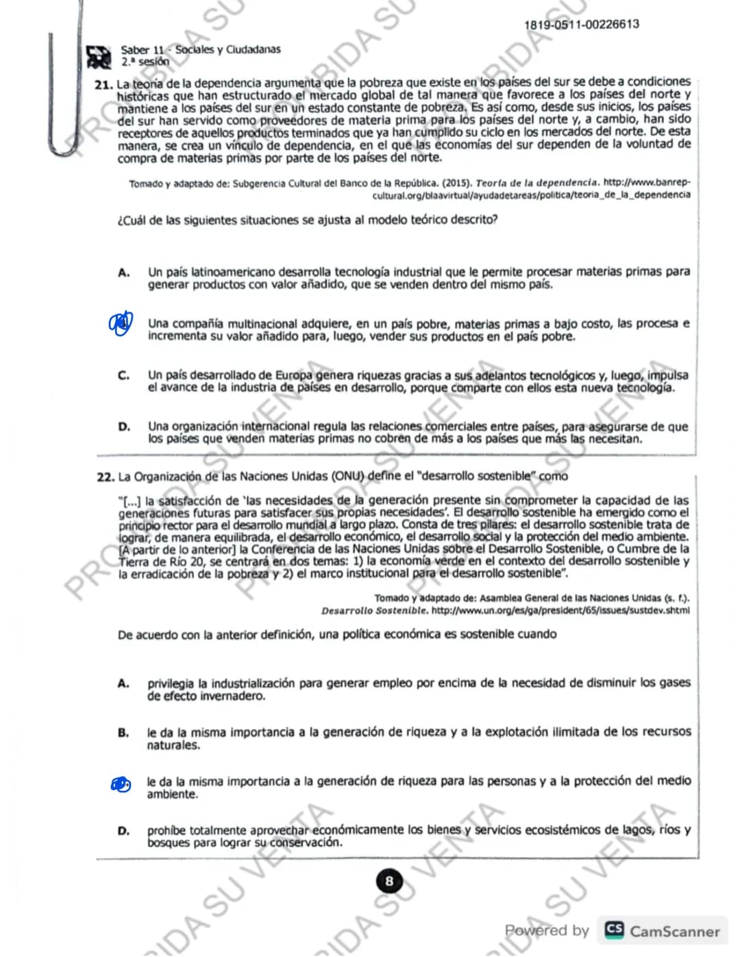 !
DISCLAIMER:
USO RESPONSABLE DE LAS PRUEBAS DEL ICFES
No utilices las pruebas anteriores para memorizar
preguntas. EI ICFES repite solo un