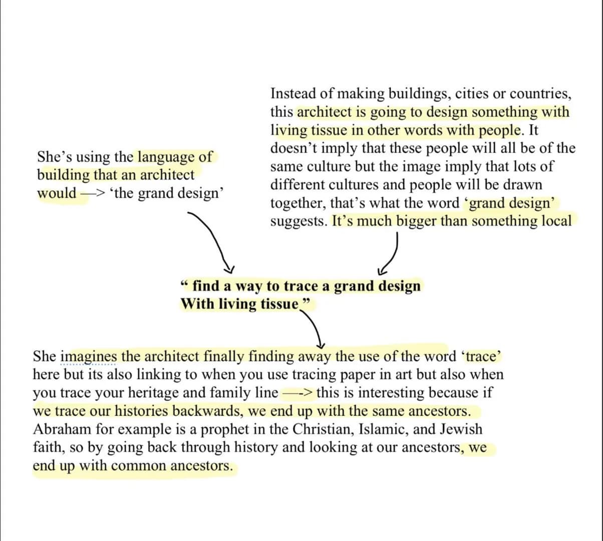 tissue
The semantic field here is
deliberately religious --> the
idea of light shining is Christian
imagery as its the idea of God's
light s