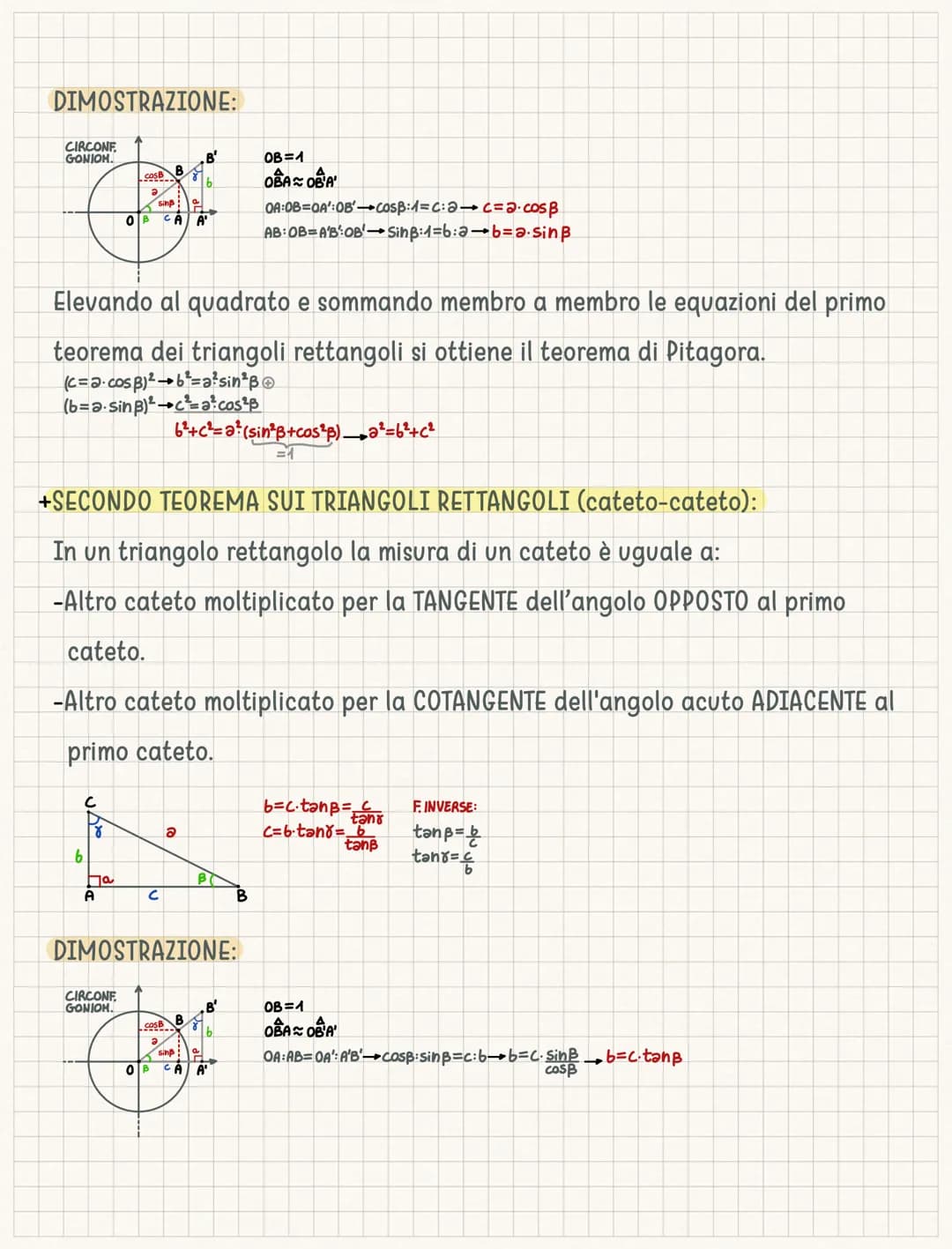 Trigonometria
La TRIGONOMETRIA è la branca della matematica che studia le relazioni fra le
misure dei lati e le funzioni goniometriche degli