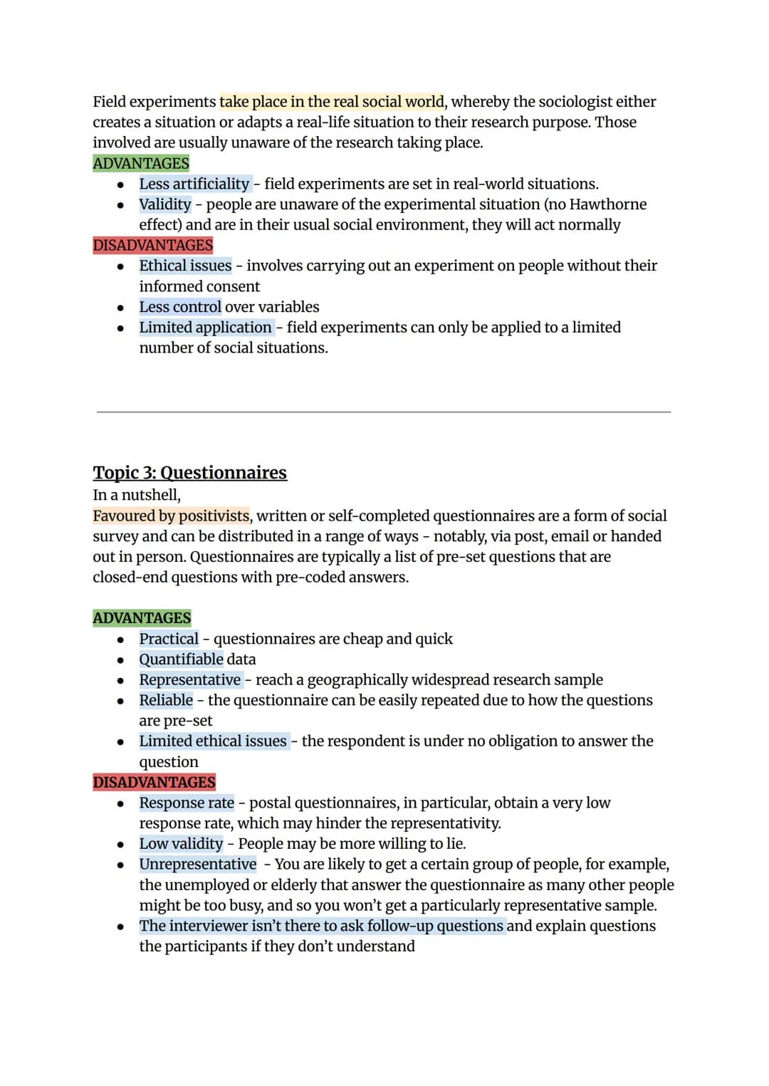 --- OCR Start ---
Sociology-Research Methods
Topic 1: Choosing a Method
In a nutshell,
Positivists and interpretivists differ on their choic
