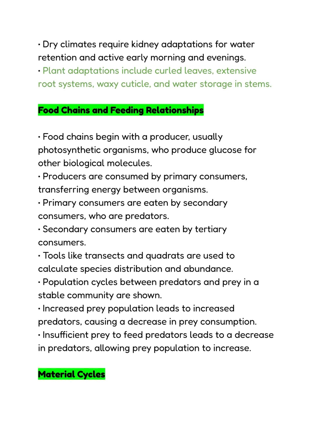 Ecology-
Combined science trilogy- B7
Ecosystems and Interdependence in Species
IMPORTANT DEFINITION- ecosystem - a community of
living orga