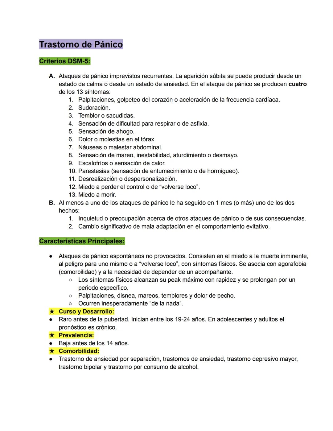 Trastornos de Ansiedad
Conceptos Relevantes:
• Miedo: Estado provocado por un objeto/situación específica que está presente y es capaz de
ca