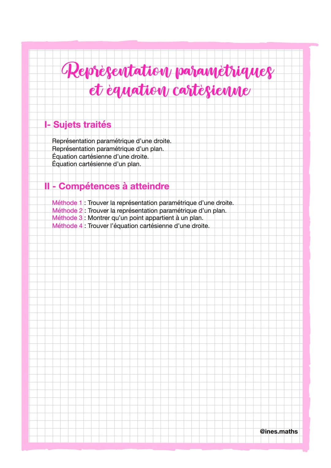 Exponentielle
I- Sujets traités
Représentation graphique.
Dérivation.
Équations et inéquations.
Formules.
Limites + croissances comparées.
I