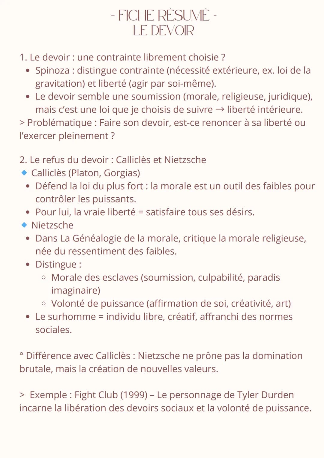 - FICHE RÉSUMÉ -
LA CONSCIENCE ET L'INCONSCIENT
1. Définitions clés
• Conscience: Faculté de percevoir et de savoir ce que
l'on fait, pense,