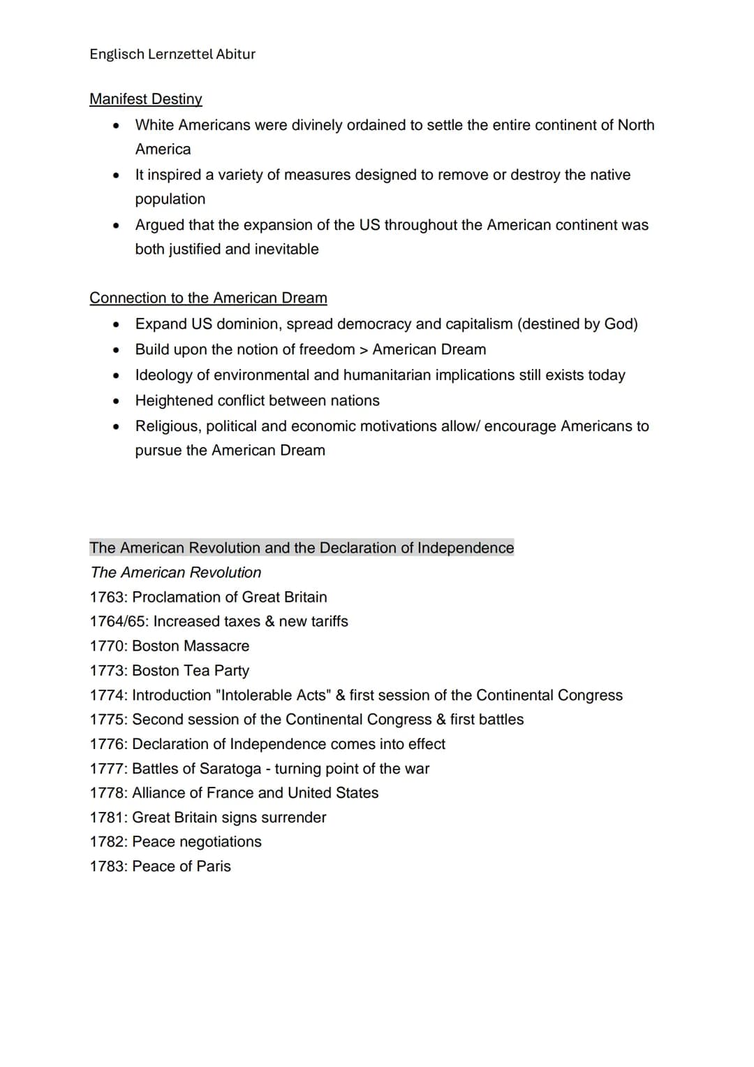 Englisch Lernzettel Abitur
Q1.1 The USA- the formation of a Nation
Landmarks of American history
The first colonist
- American work ethic