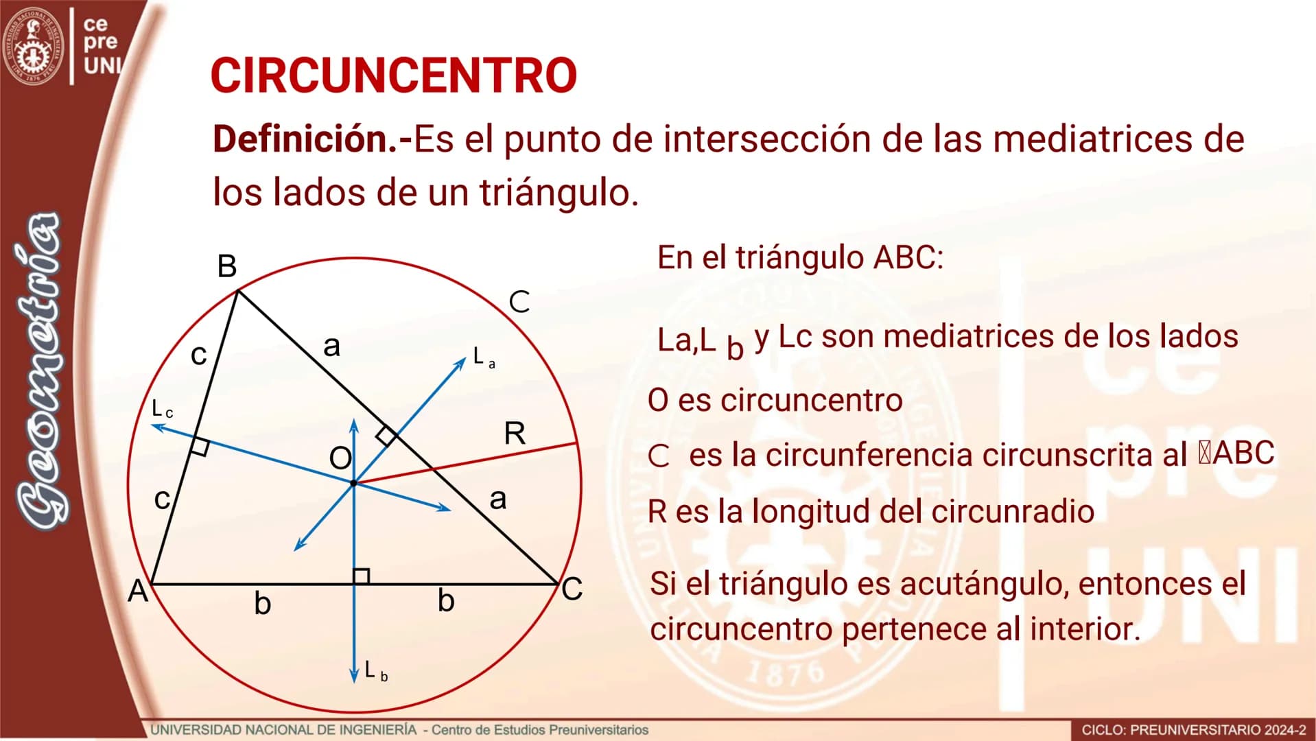 ## BARICENTRO
Definición.-Es el punto de intersección de las medianas de un
triángulo.
```
B
C
a
L
M
G
a
A
b
N
b
C
```
En el triángulo AB