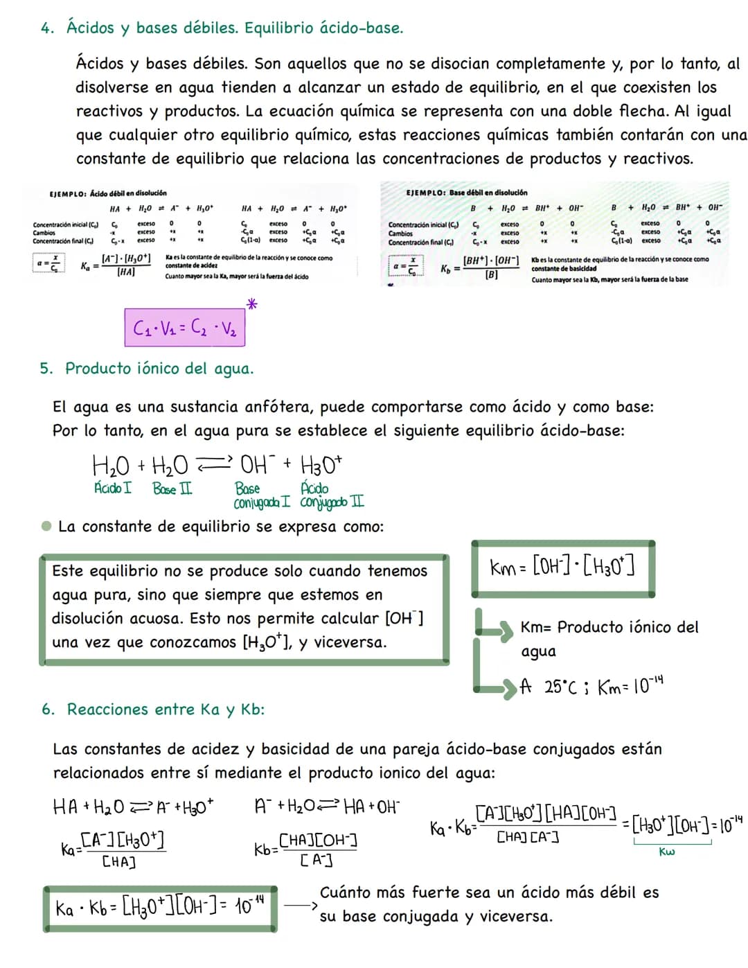 REACCIONES ÁCIDO BASE
1. Teoría de Arrhenius
• Ácido: especie química que en disolución acuosa da lugar a un equilibrio de disociación
en el