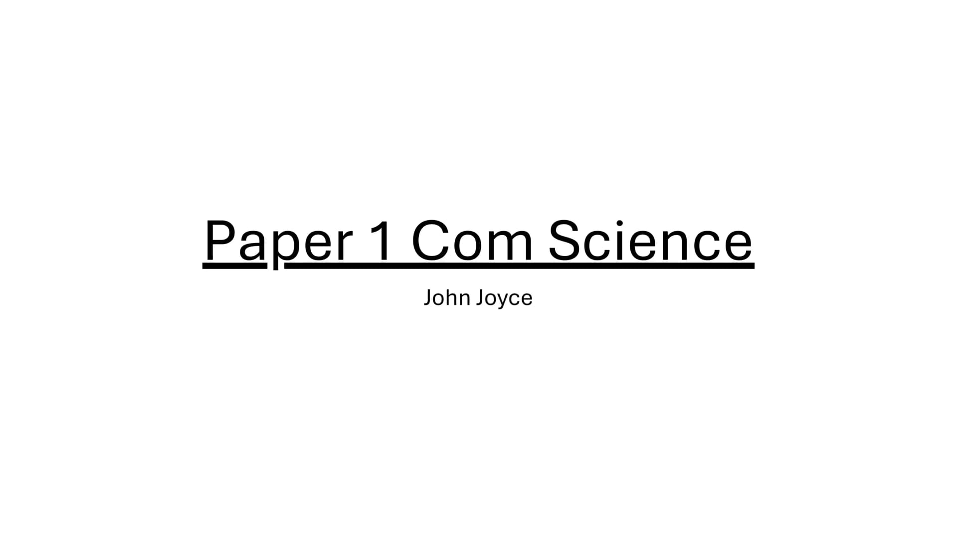 # Paper 1 Com Science
John Joyce 1. <u>Programming Check List</u> Identifiers
What are they?
Meaningful names given to variables (e.g - Age