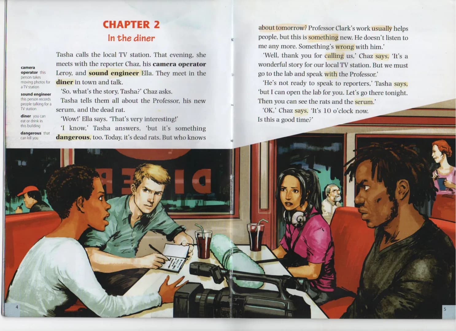 # Zombie Attack!
Professor Clark’s work usually helps people. But this is something new.
Clark’s helper – Tasha Kiara – is telling Chaz –