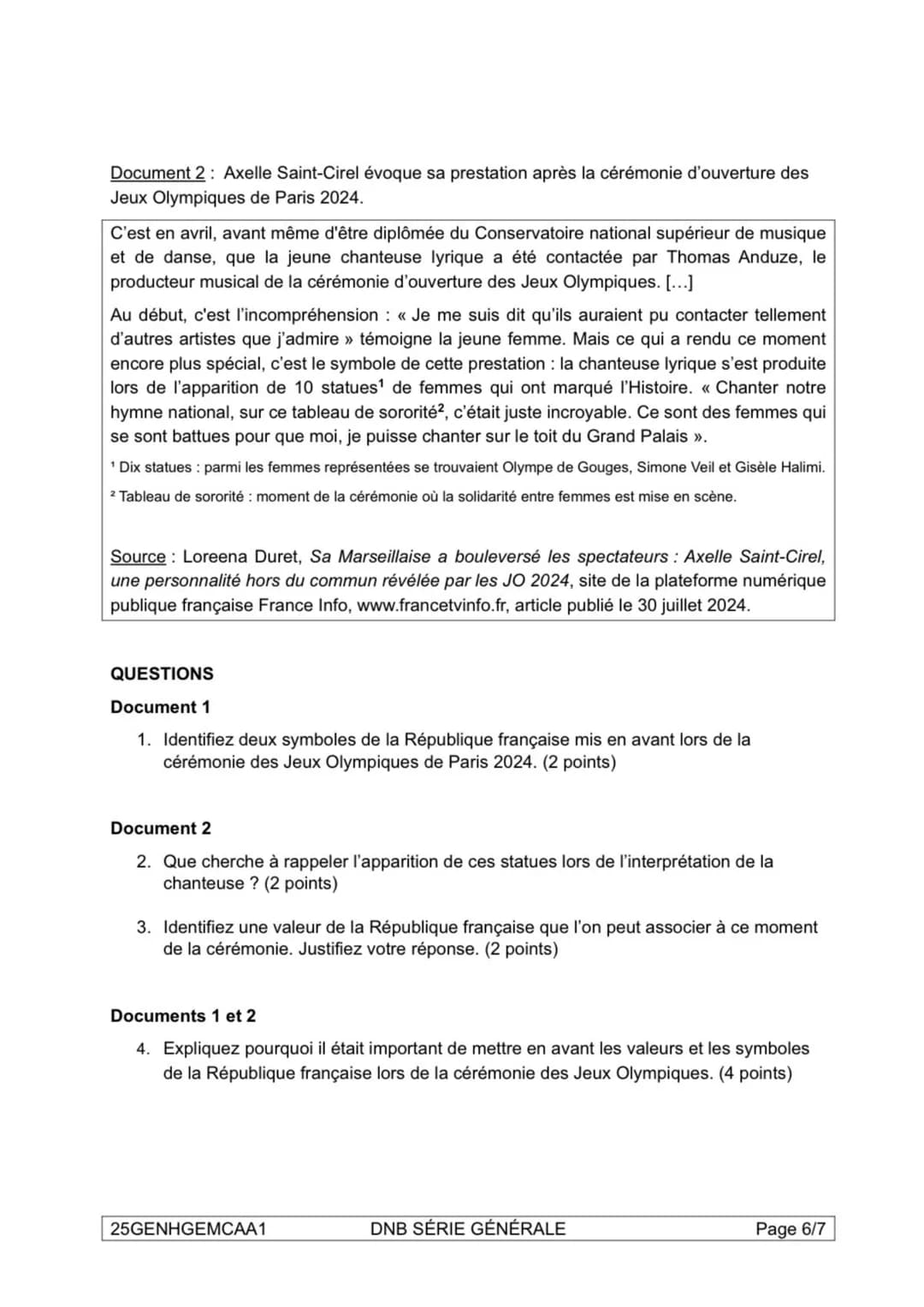 DIPLÔME NATIONAL DU BREVET
SESSION 2025
HISTOIRE-GÉOGRAPHIE
ENSEIGNEMENT MORAL ET CIVIQUE
Série générale
Durée de l'épreuve: 2 h 00
50 point
