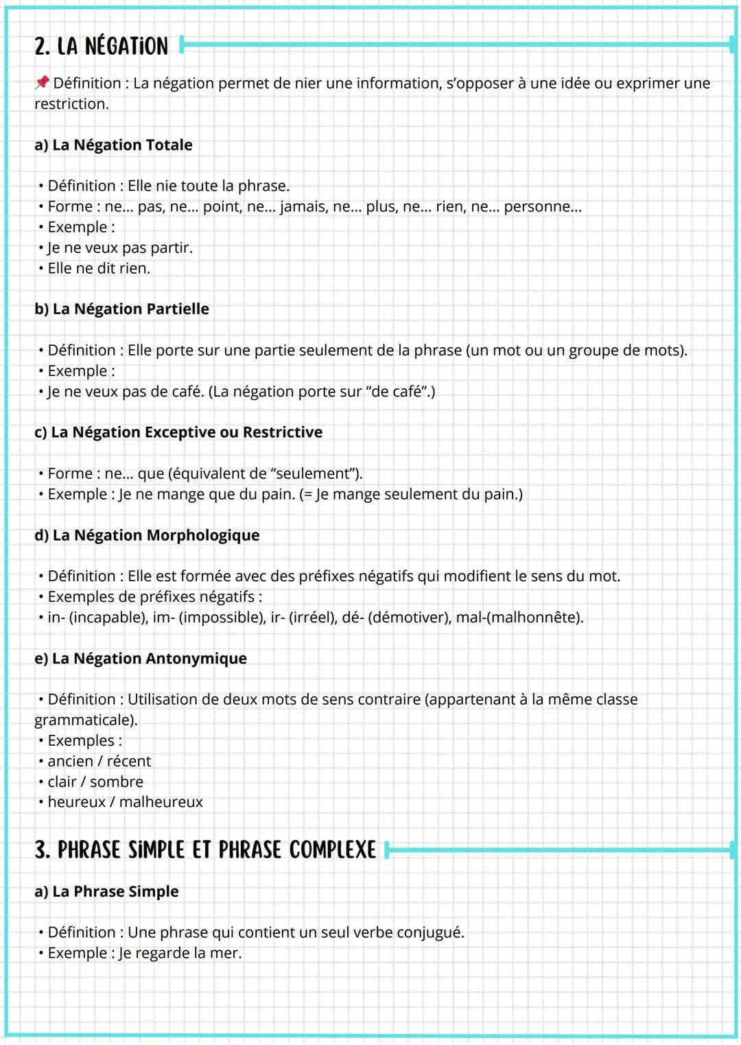 --- OCR Start ---
Grammaire
1. LES PROPOSITIONS
La Proposition Principale
• Définition: C'est une proposition indépendante qui peut exister