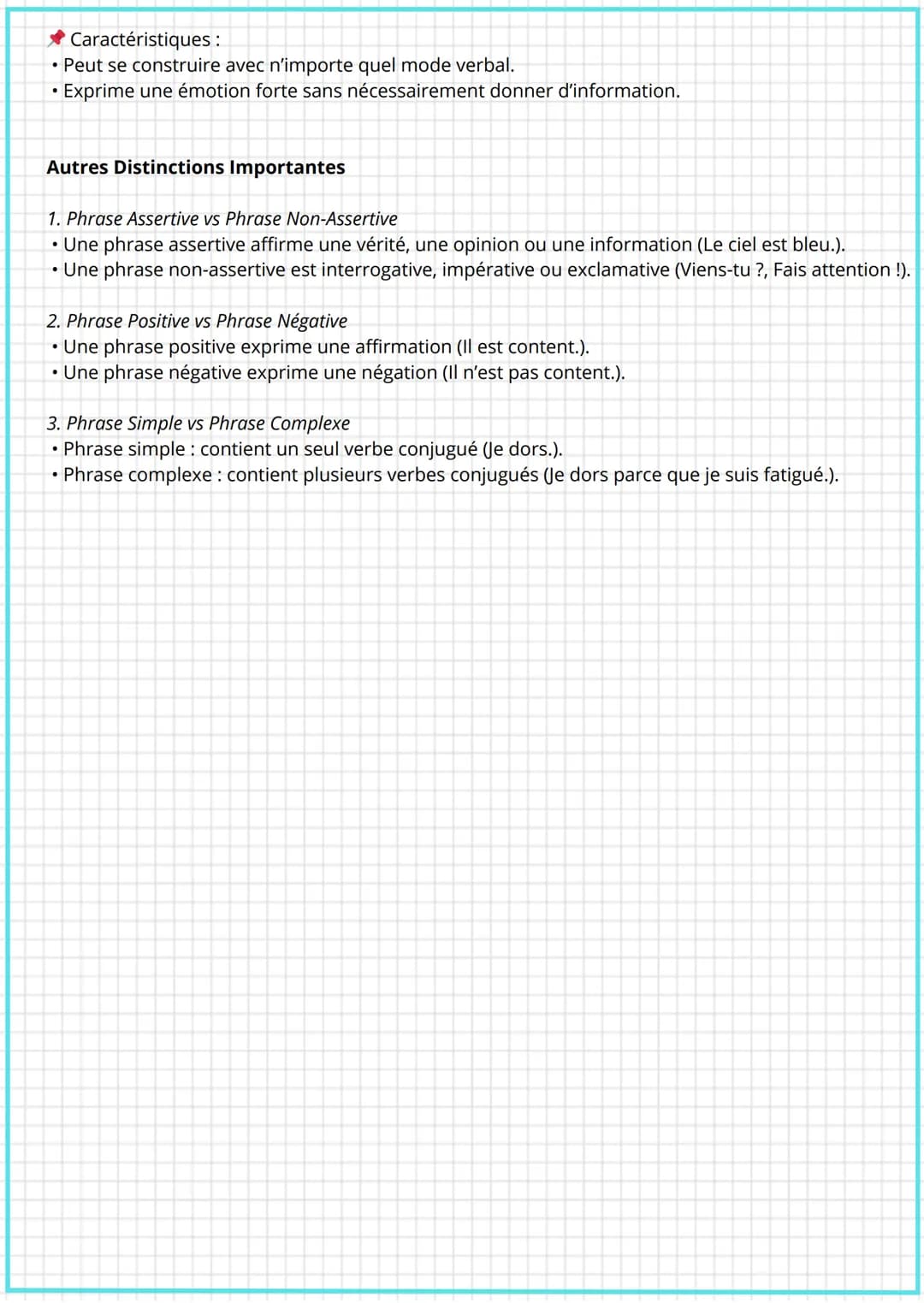 --- OCR Start ---
Grammaire
1. LES PROPOSITIONS
La Proposition Principale
• Définition: C'est une proposition indépendante qui peut exister