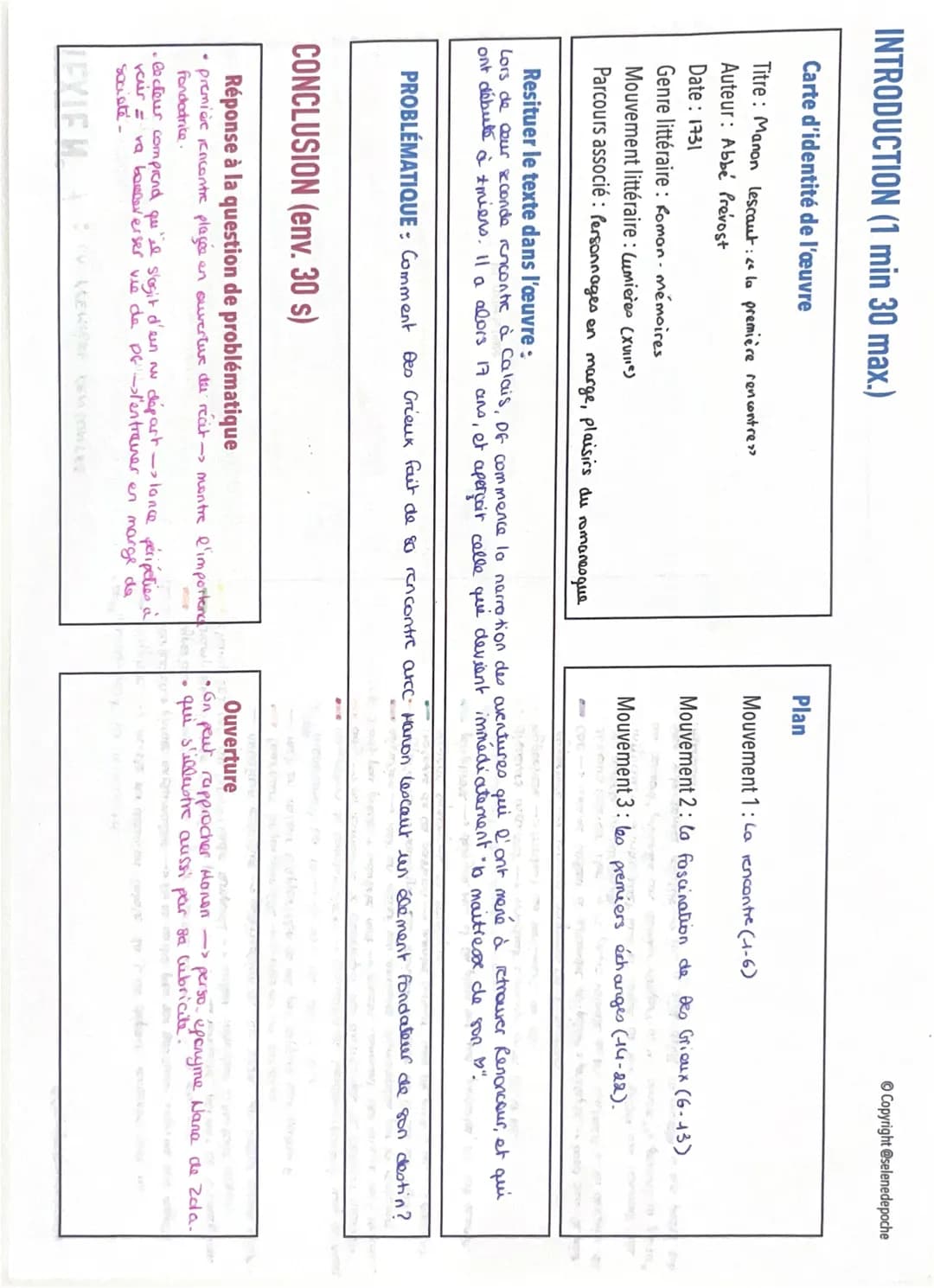 # INTRODUCTION (1 min 30 max)
## Carte d'identité de l'œuvre
* **Titre :** Manon Lescaut : la première rencontre
* **Auteur :** Abbé Prévo