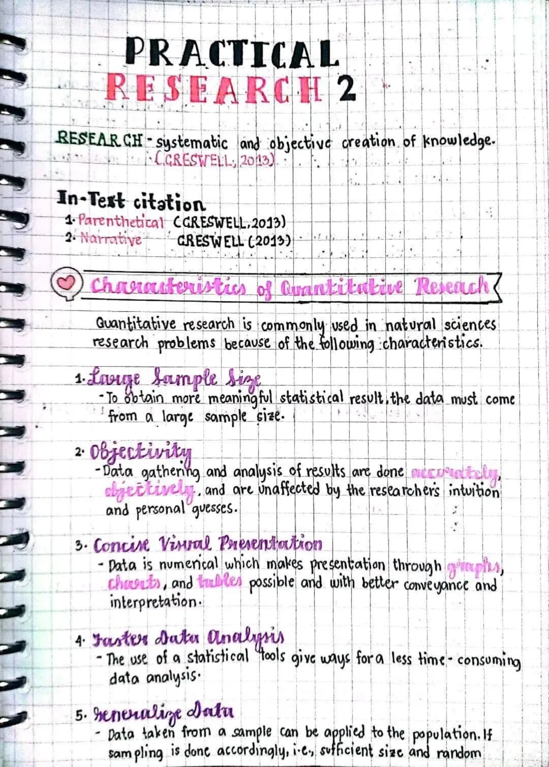 PRACTICAL
RESEARCH 2
RESEARCH - systematic and objective creation of knowledge.
(GRESWELL, 2013)
In-Text citation
1. Parenthetical (GRESWELL