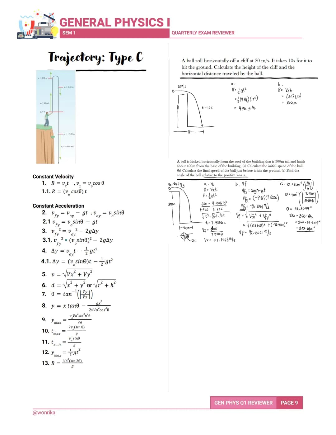 GENERAL PHYSICS I
SEM 1
QUARTERLY EXAM REVIEWER
1.0 UNITS OF MEASUREMENTS
Physical Quantities
all physical quantities in the International
S