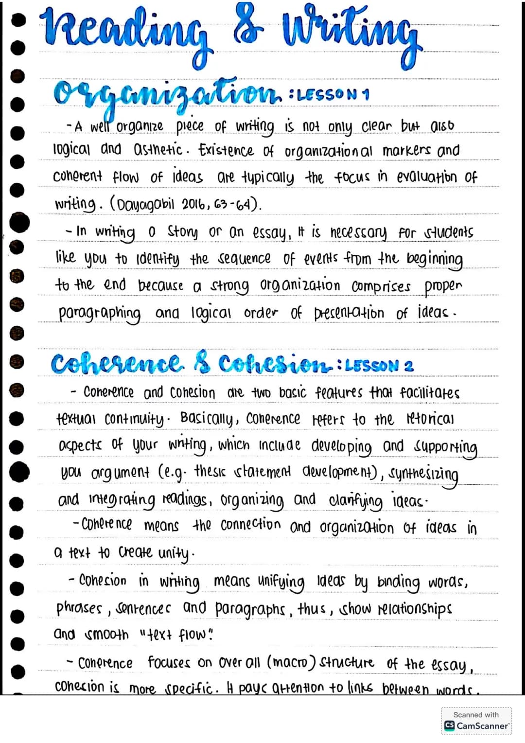 # NOTES for Grade 11 STUDENTS
# RWS
Reading & Writing Skills READING WRITING
PARAGRAPH
Pattern of Development
• the way the essay is organ